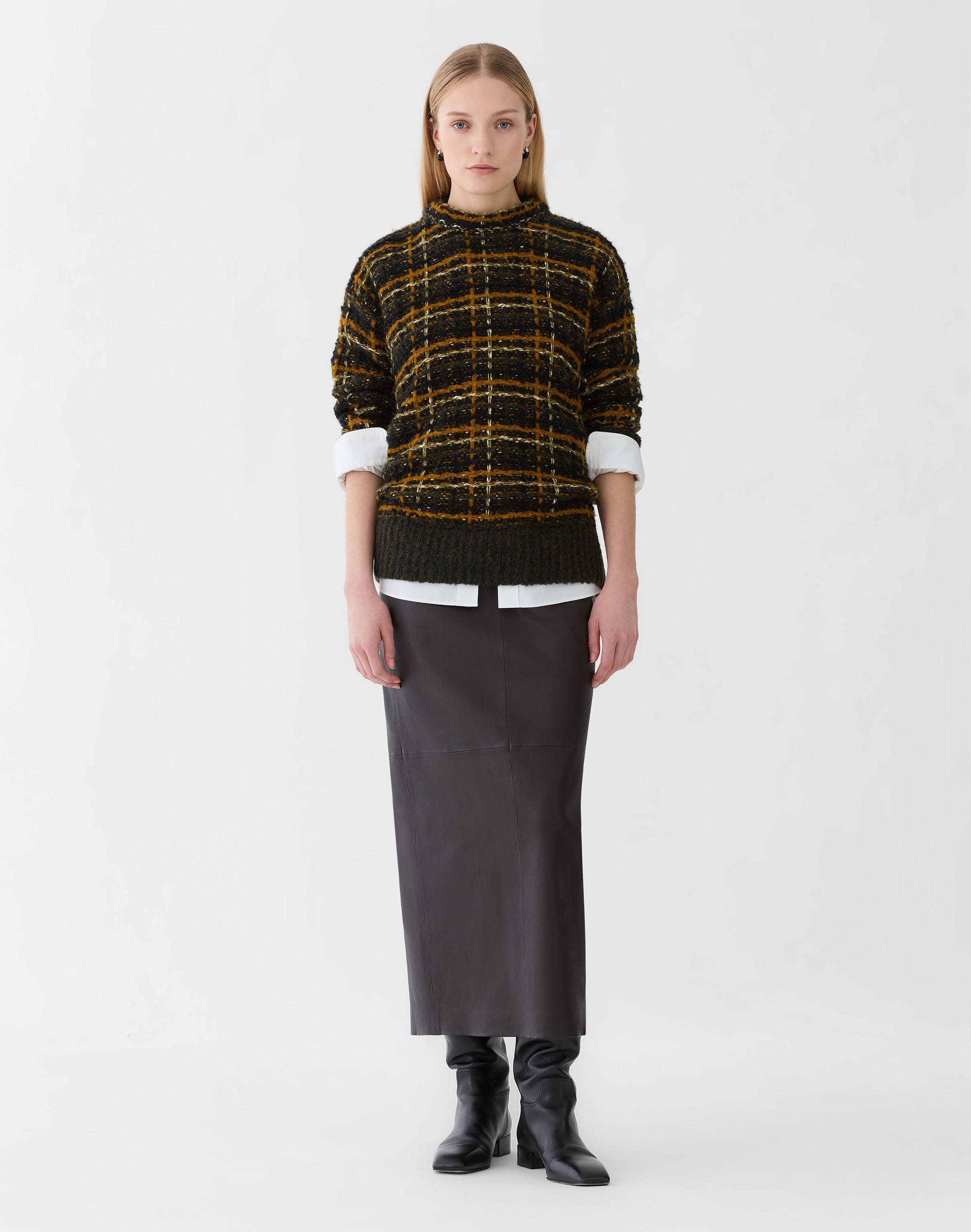 Glen Plaid Brushed Merino Wool Sweater