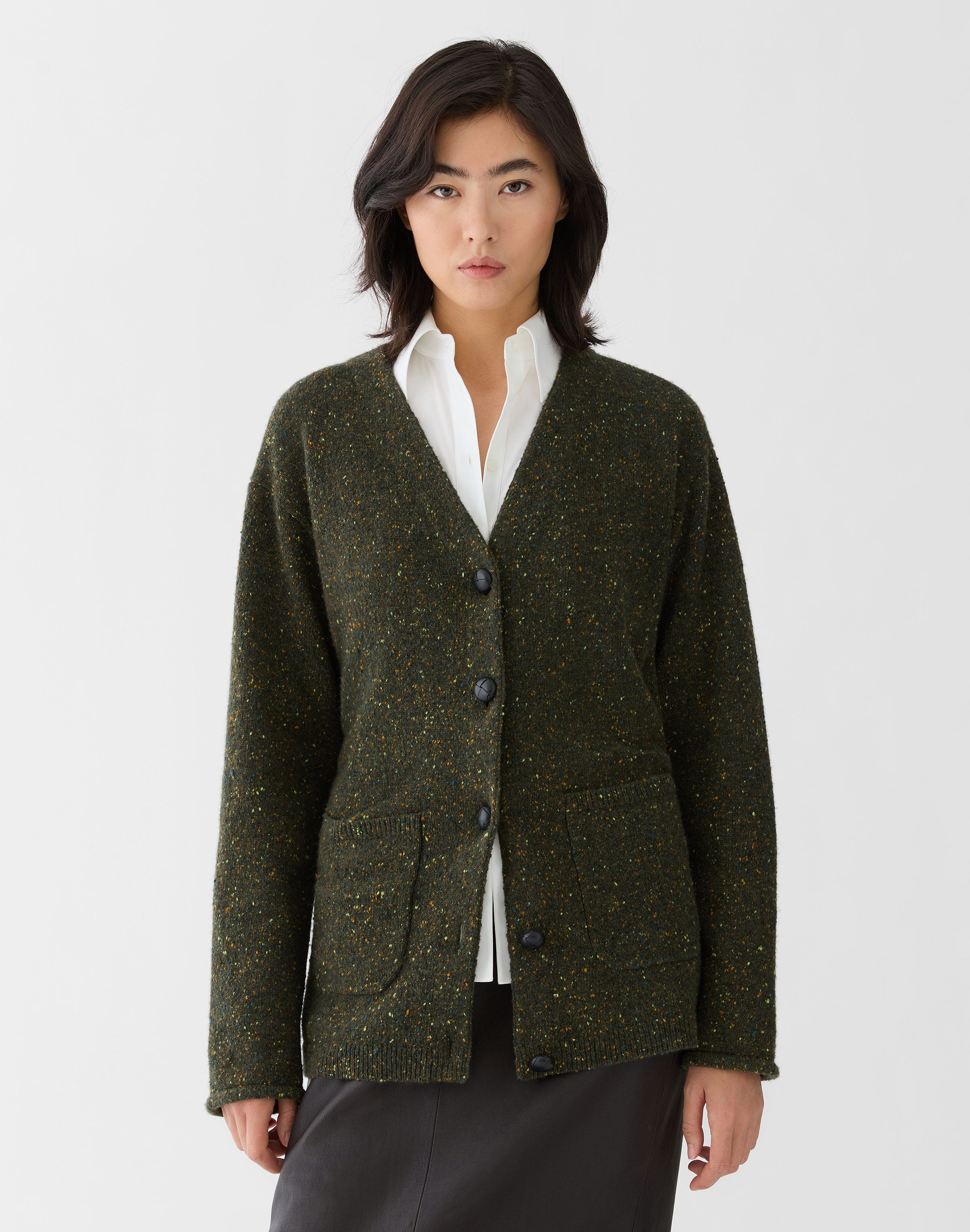 Cashmere Donegal Button Front Cardigan