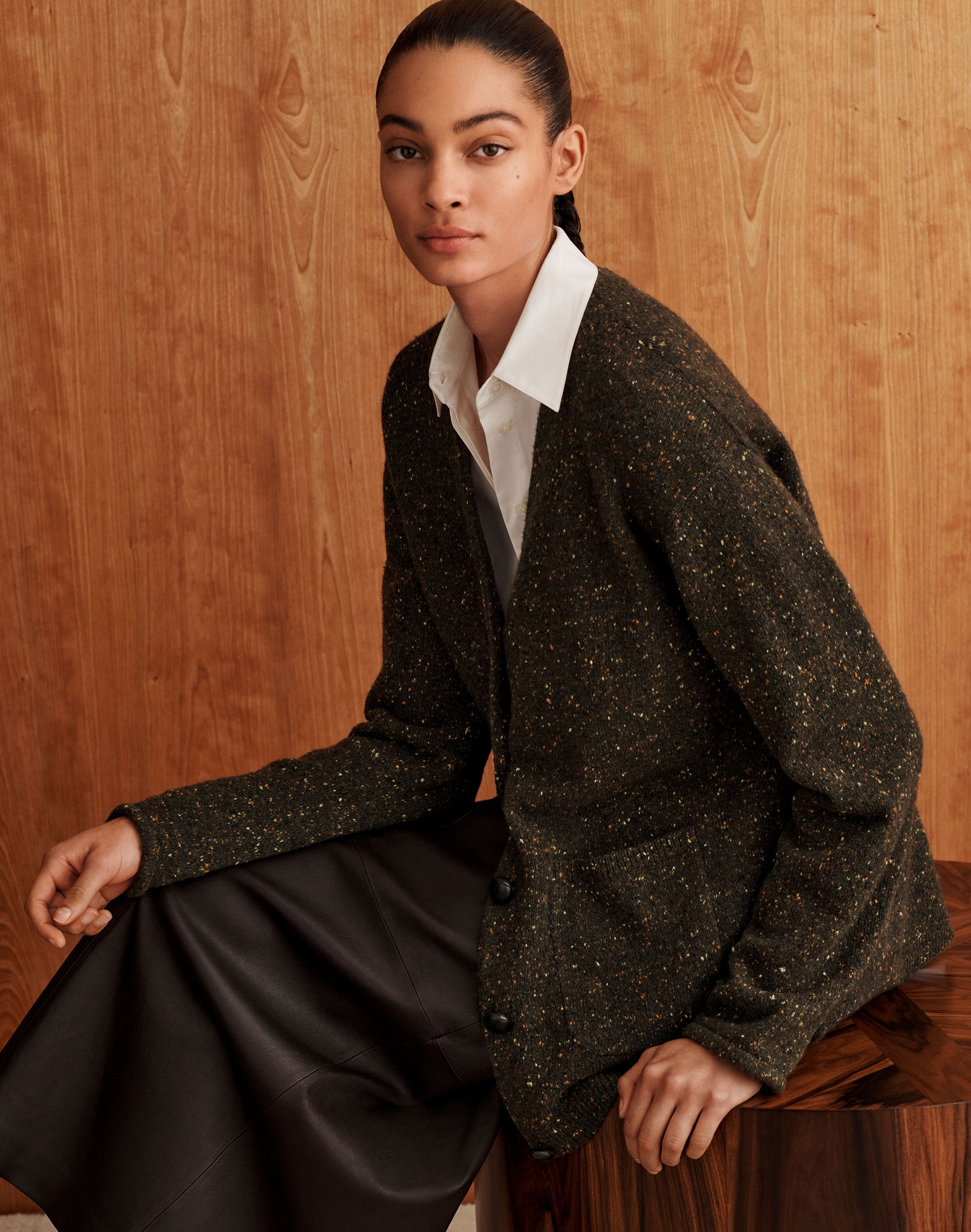 Cashmere Donegal Button Front Cardigan