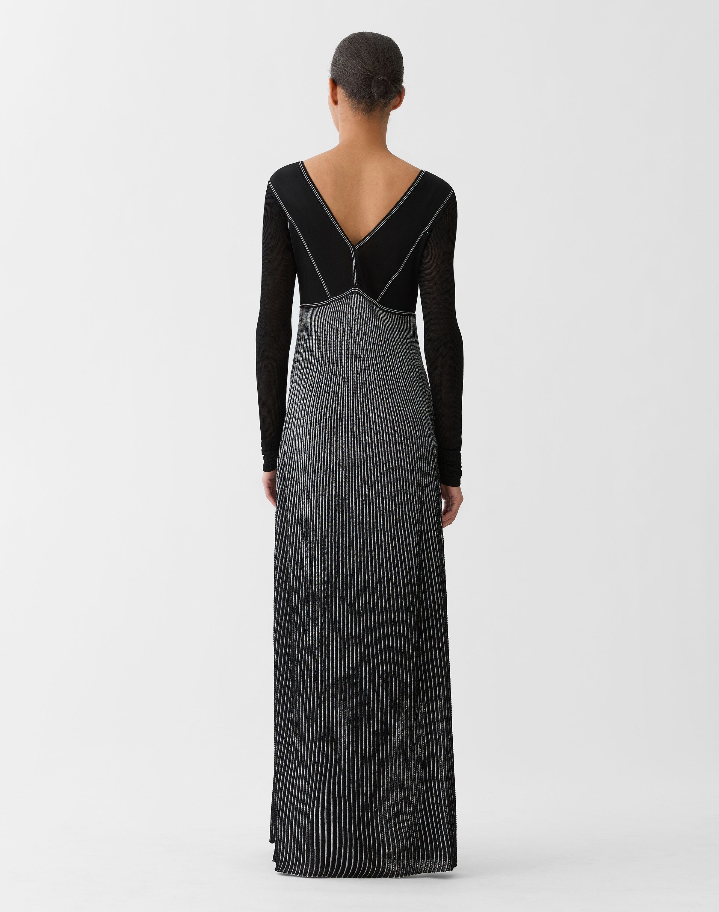 Metallic Shimmer Striped Knit Gown
