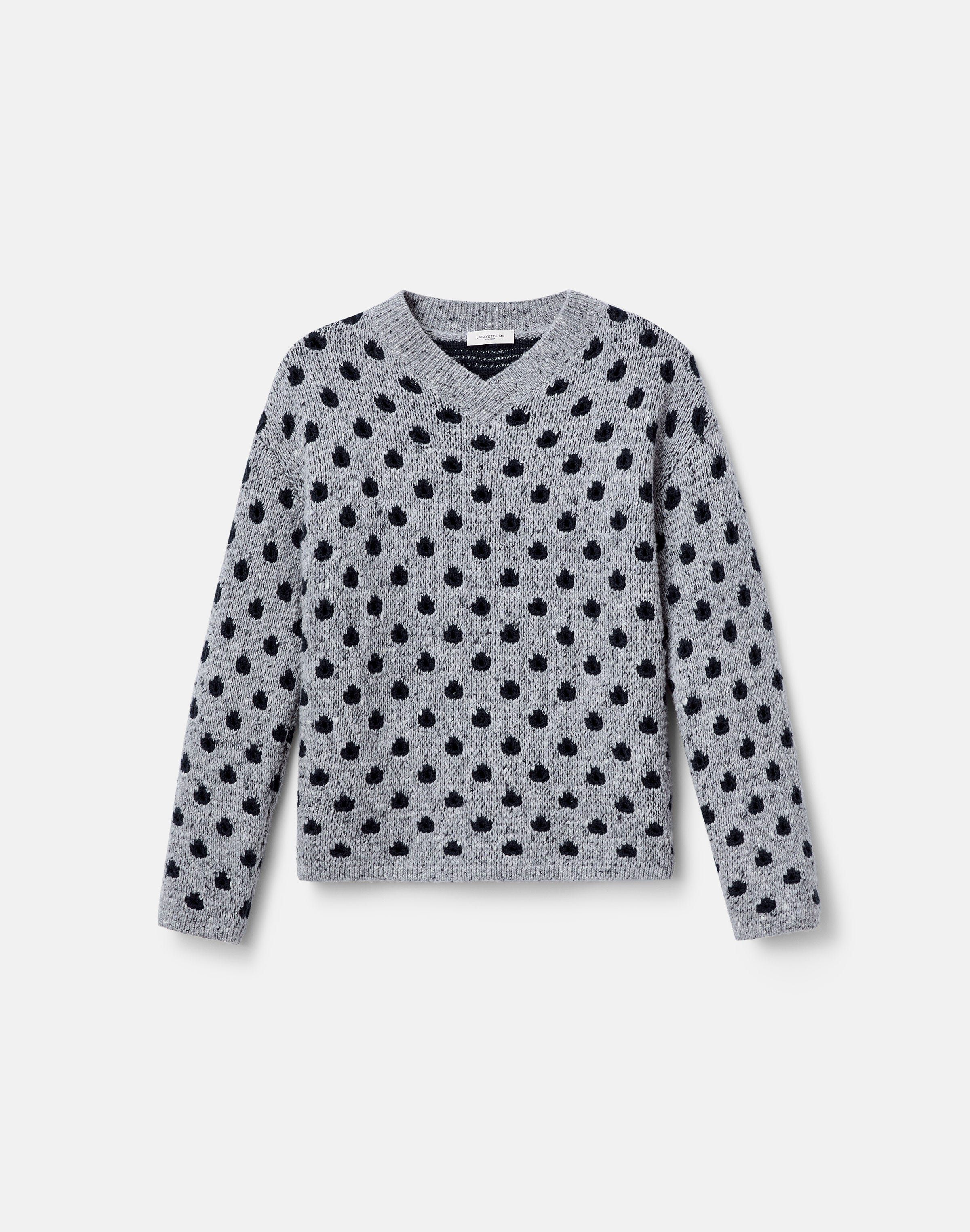 Polka Dot Jacquard Wool-Cashmere Donegal Sweater