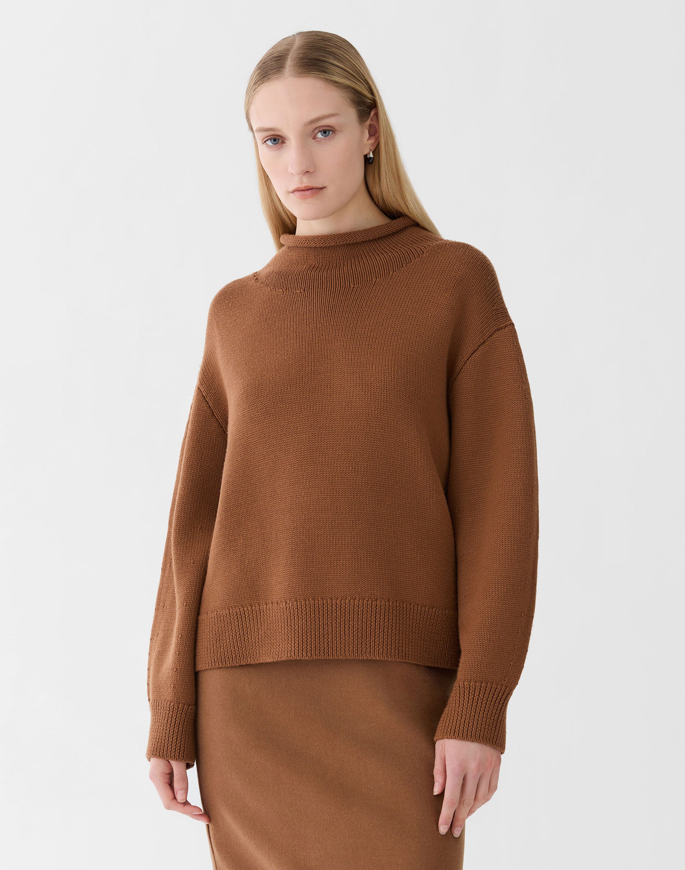 Lofty Merino Wool Funnel Neck Sweater