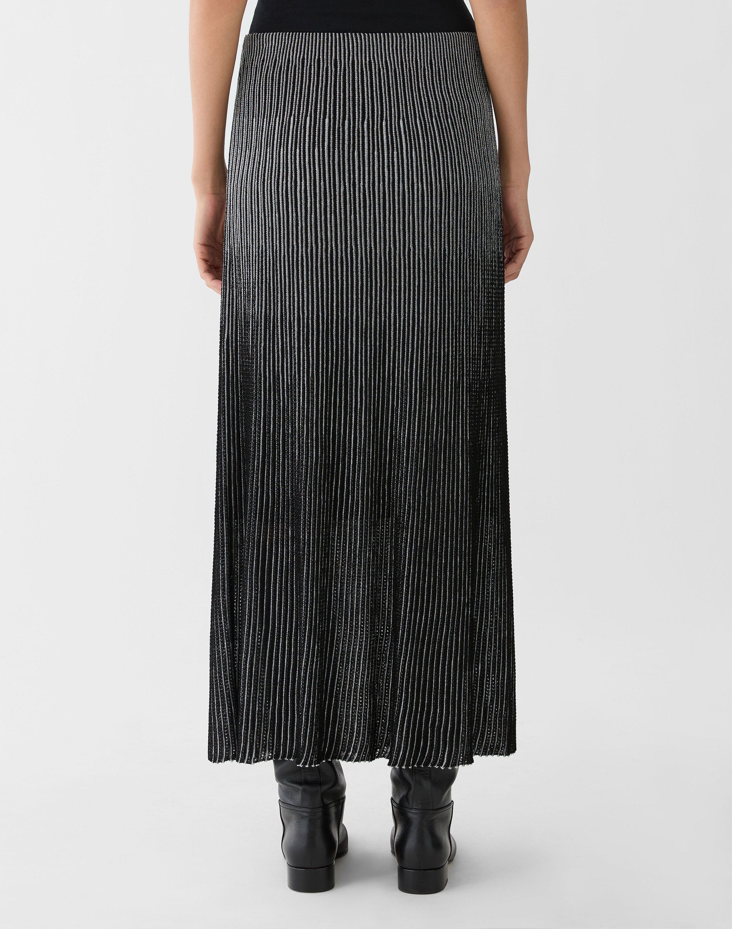Metallic Shimmer Striped Knit Skirt