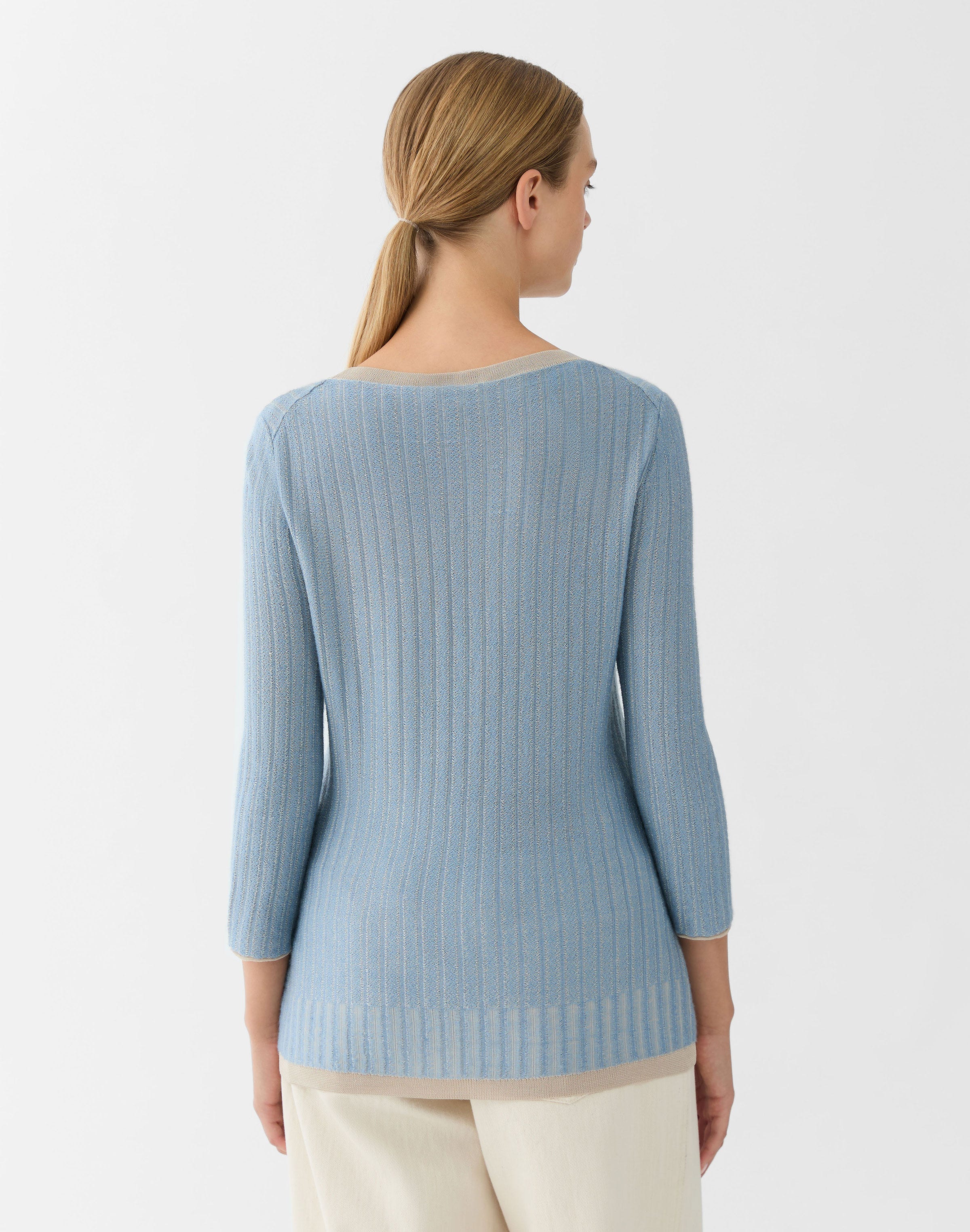 Stripe Jacquard Cashmere-Viscose Sweater