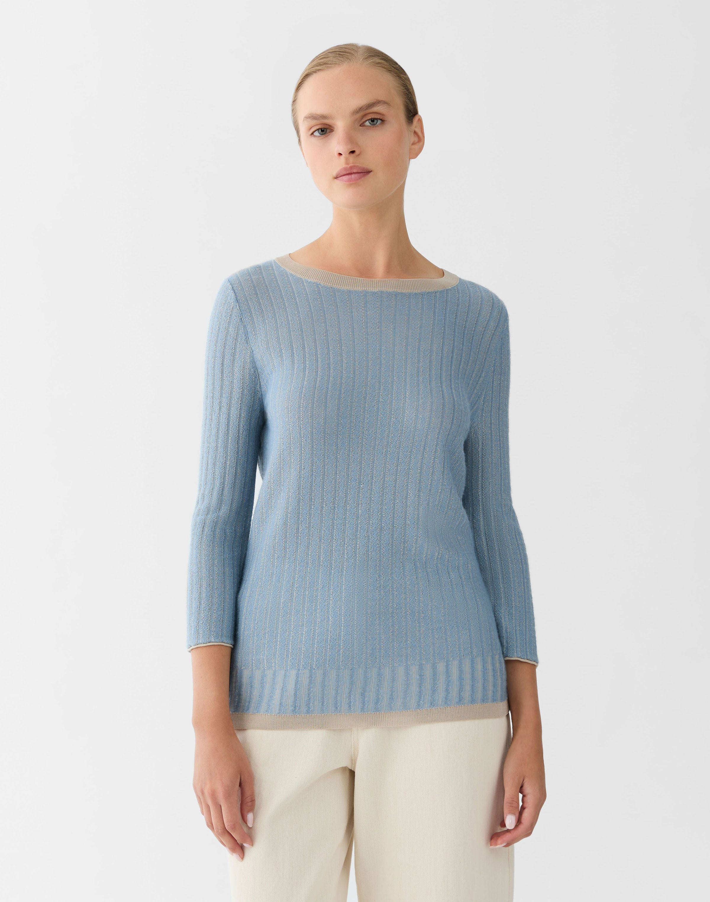 Stripe Jacquard Cashmere-Viscose Sweater