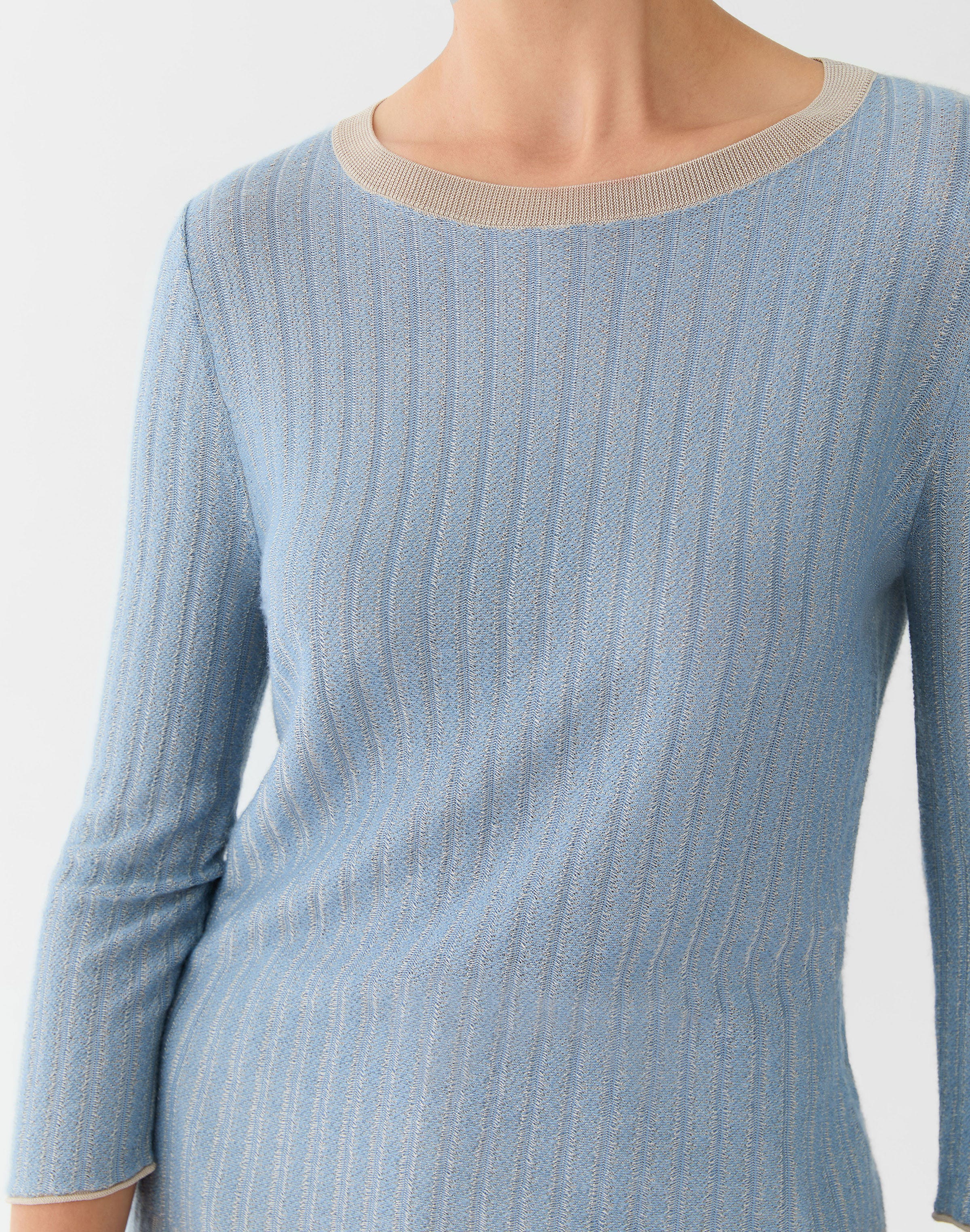 Stripe Jacquard Cashmere-Viscose Sweater