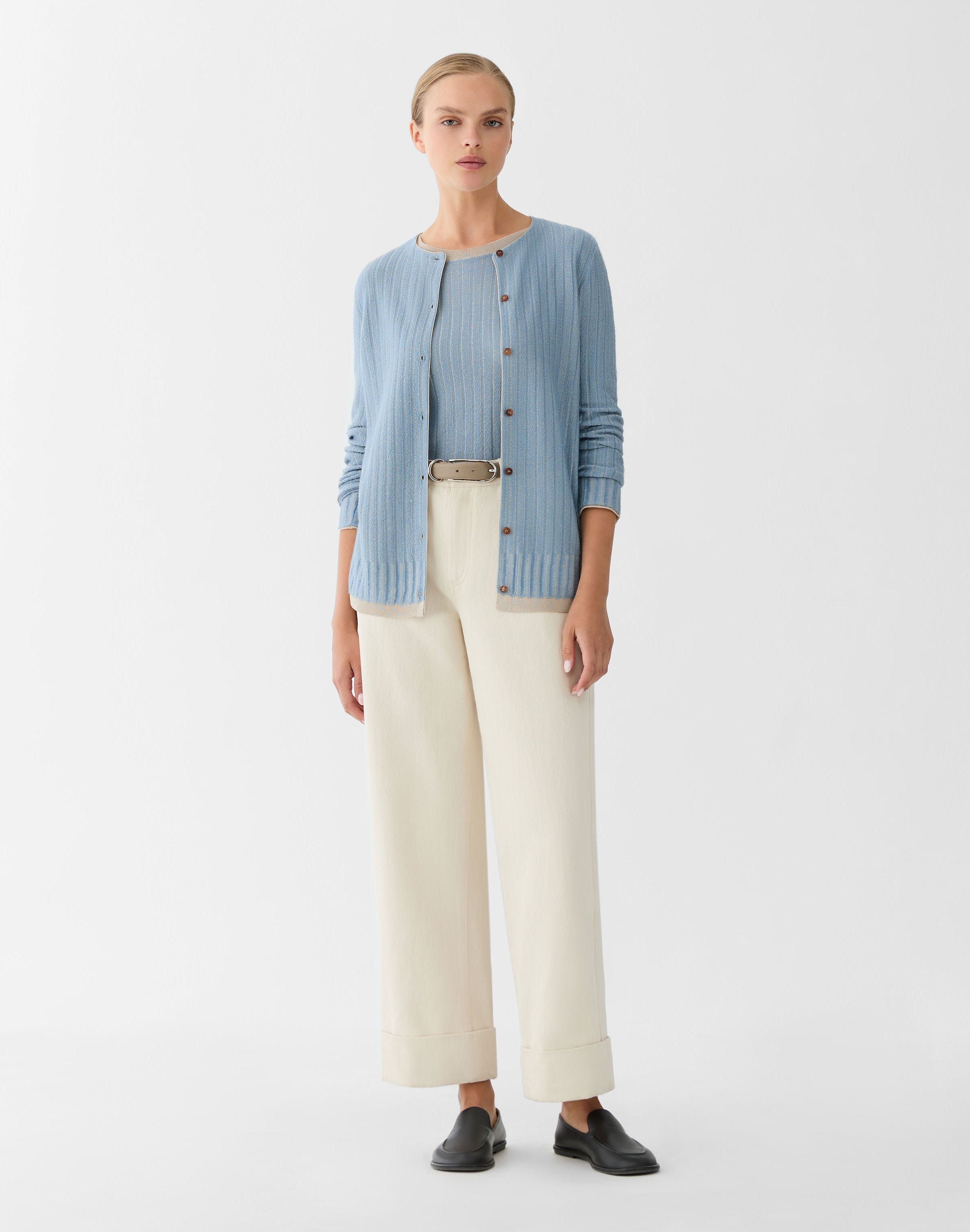 Stripe Jacquard Cashmere-Viscose Sweater