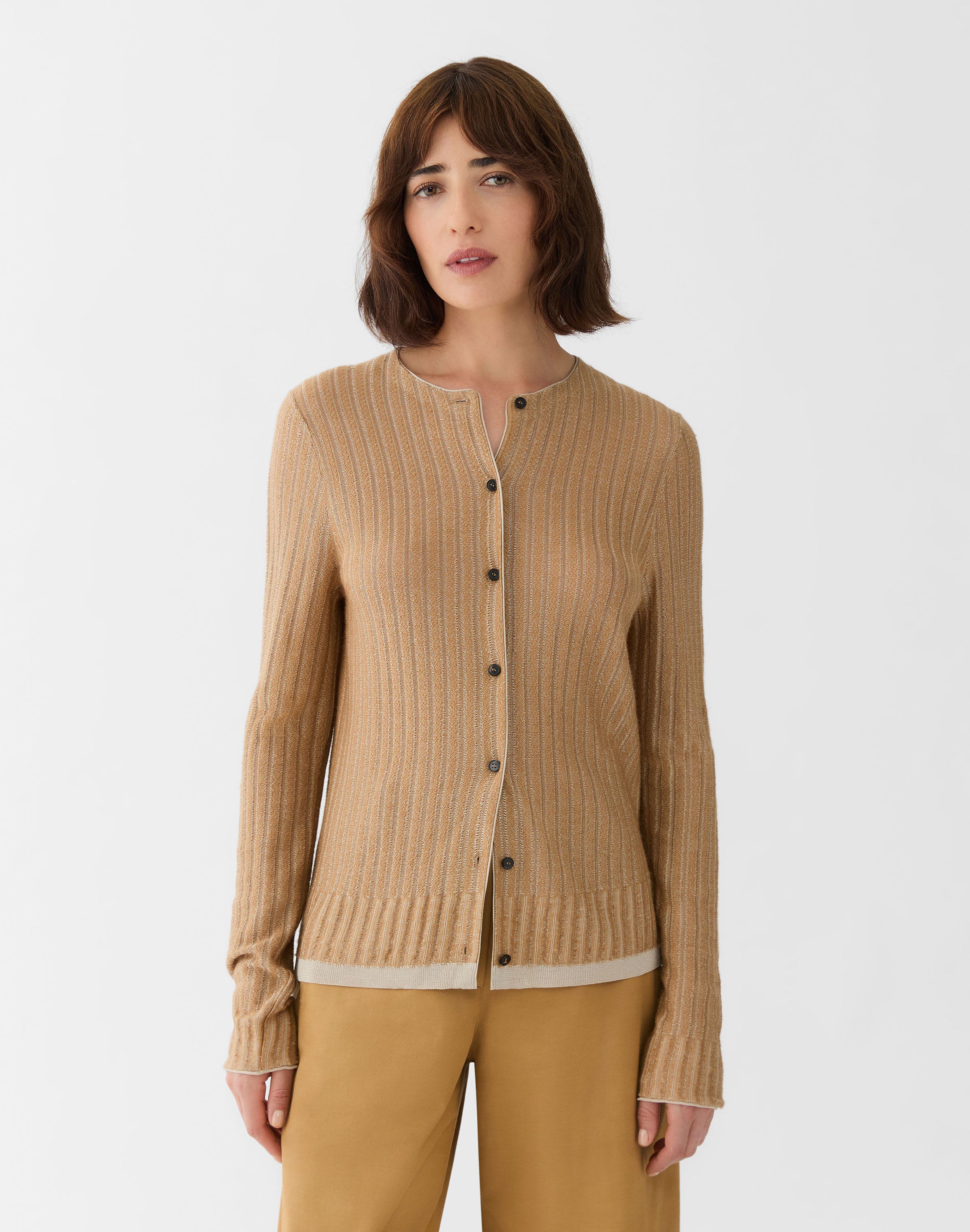 Stripe Jacquard Cashmere-Viscose Cardigan