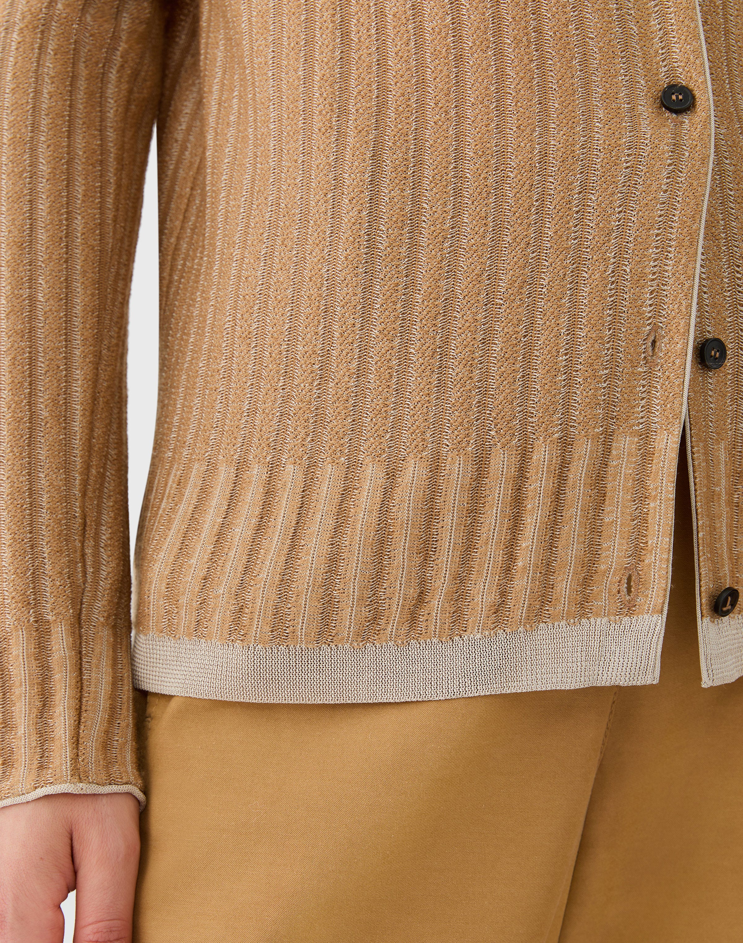 Stripe Jacquard Cashmere-Viscose Cardigan
