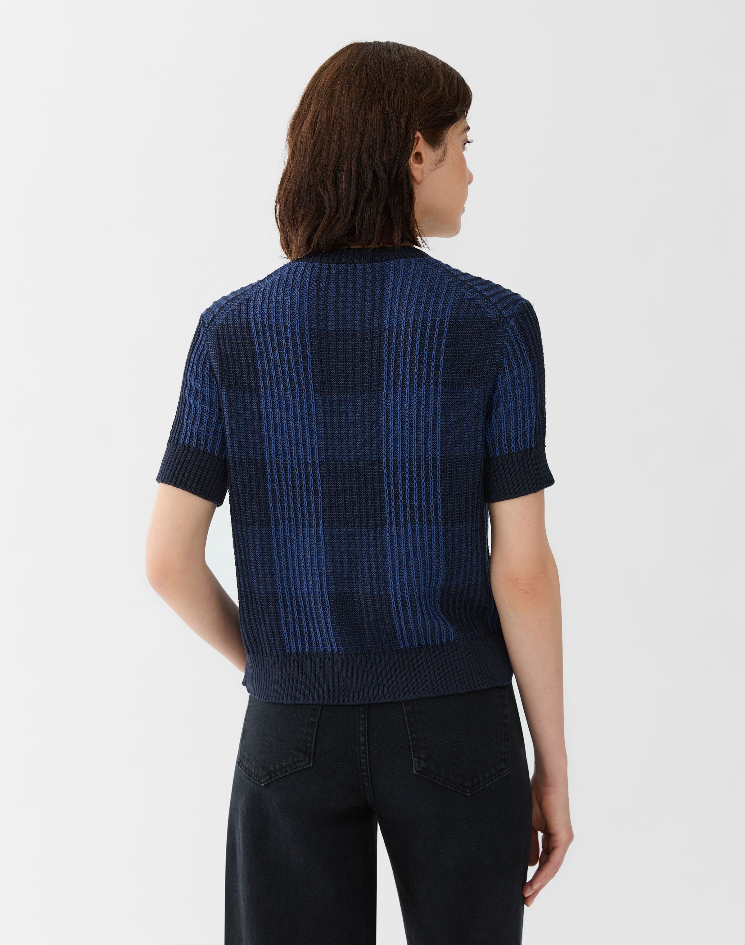 Buffalo Check Jacquard Cotton-Silk Tape Cardigan