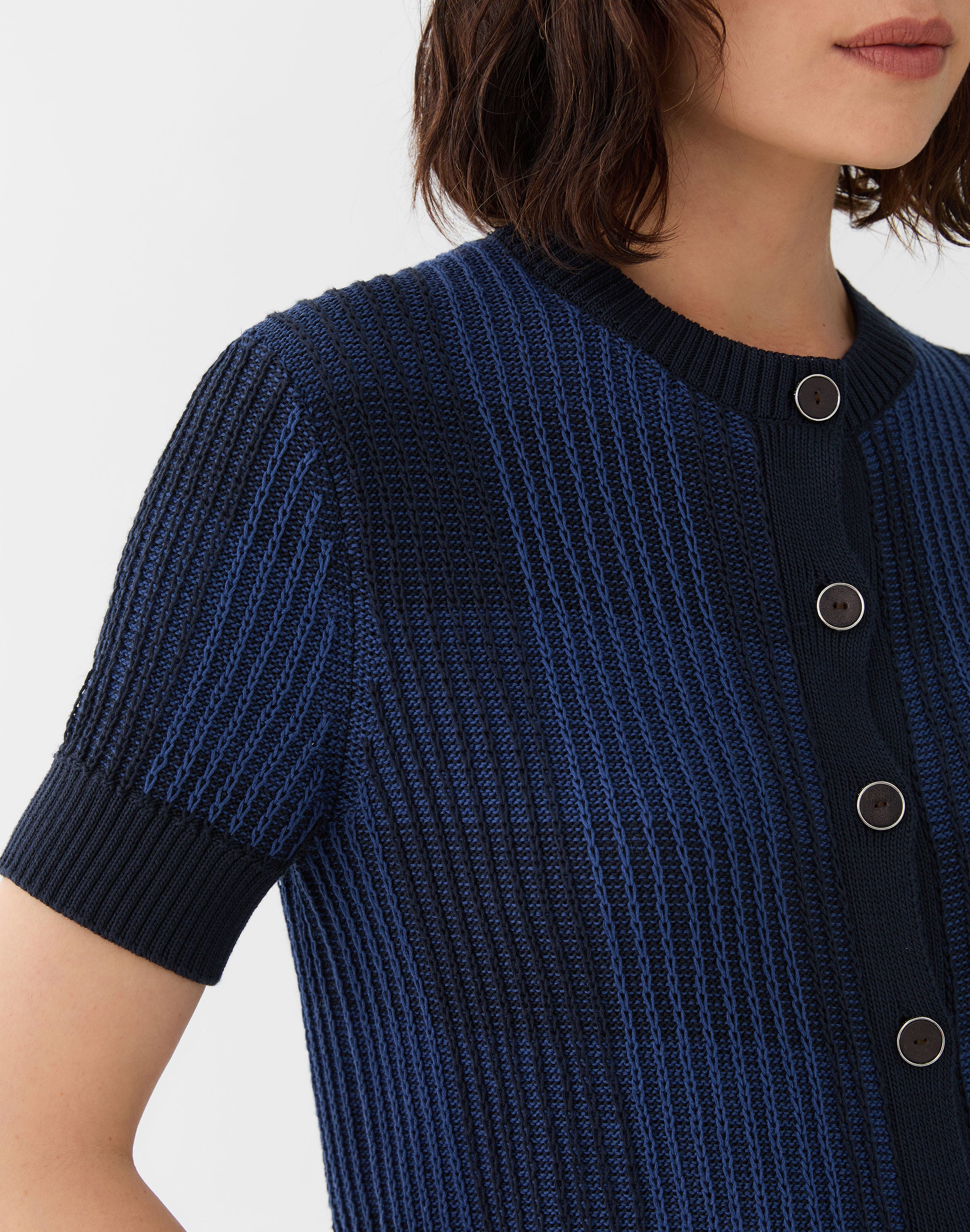 Buffalo Check Jacquard Cotton-Silk Tape Cardigan