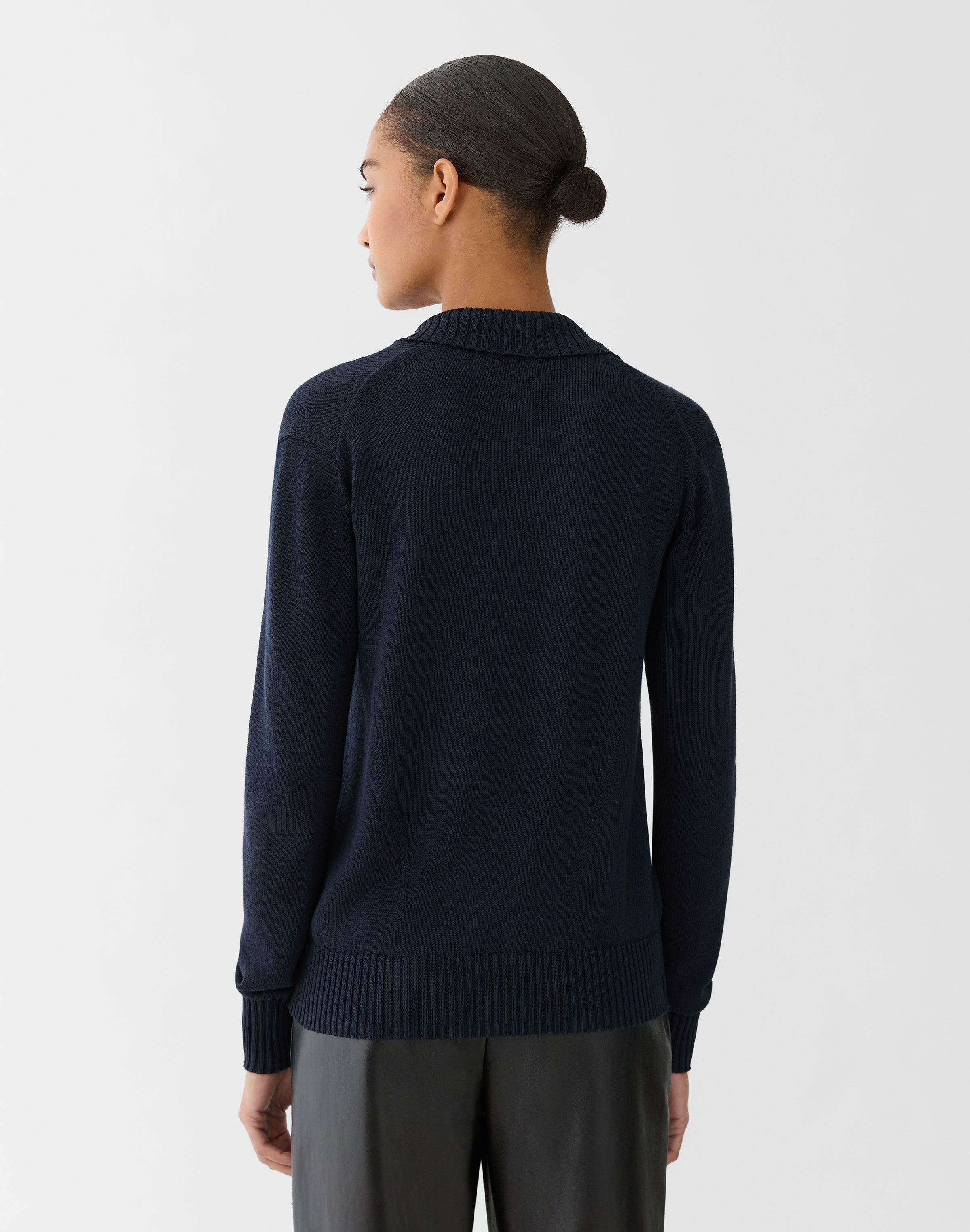 Petite Cotton-Silk Tape Collared Cardigan