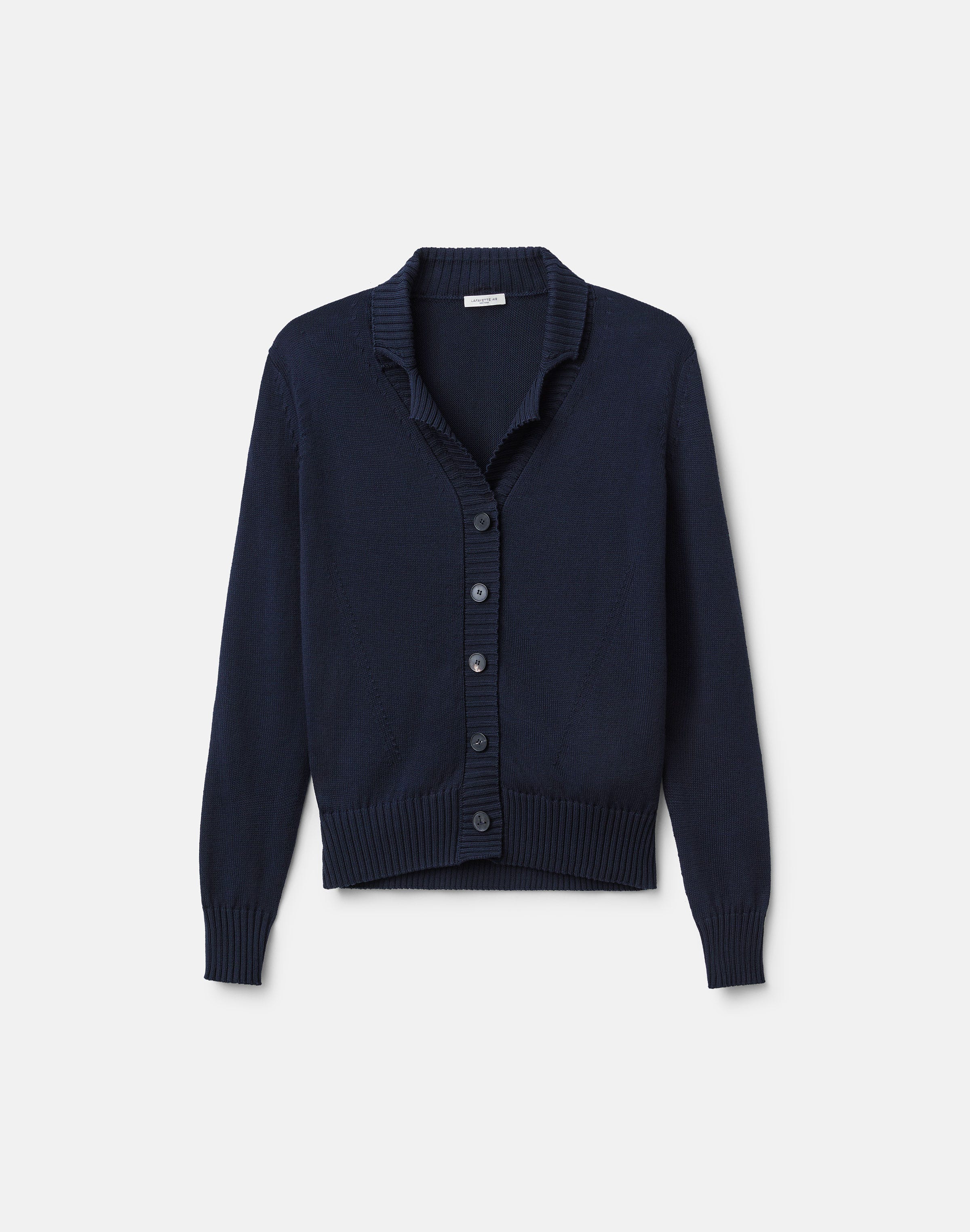 Petite Cotton-Silk Tape Collared Cardigan