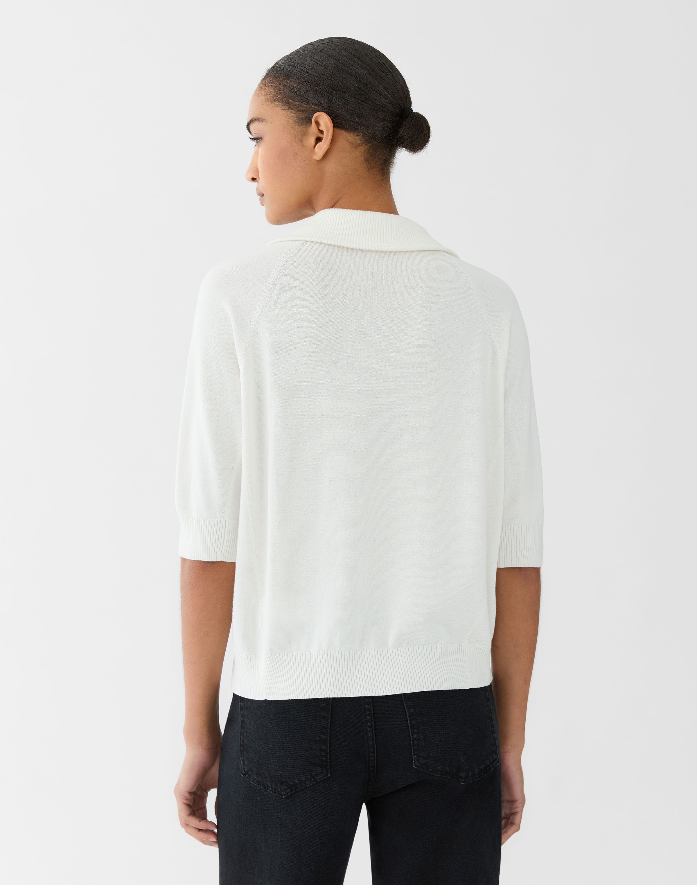 Petite Responsible Matte Crepe Half Zip Sweater