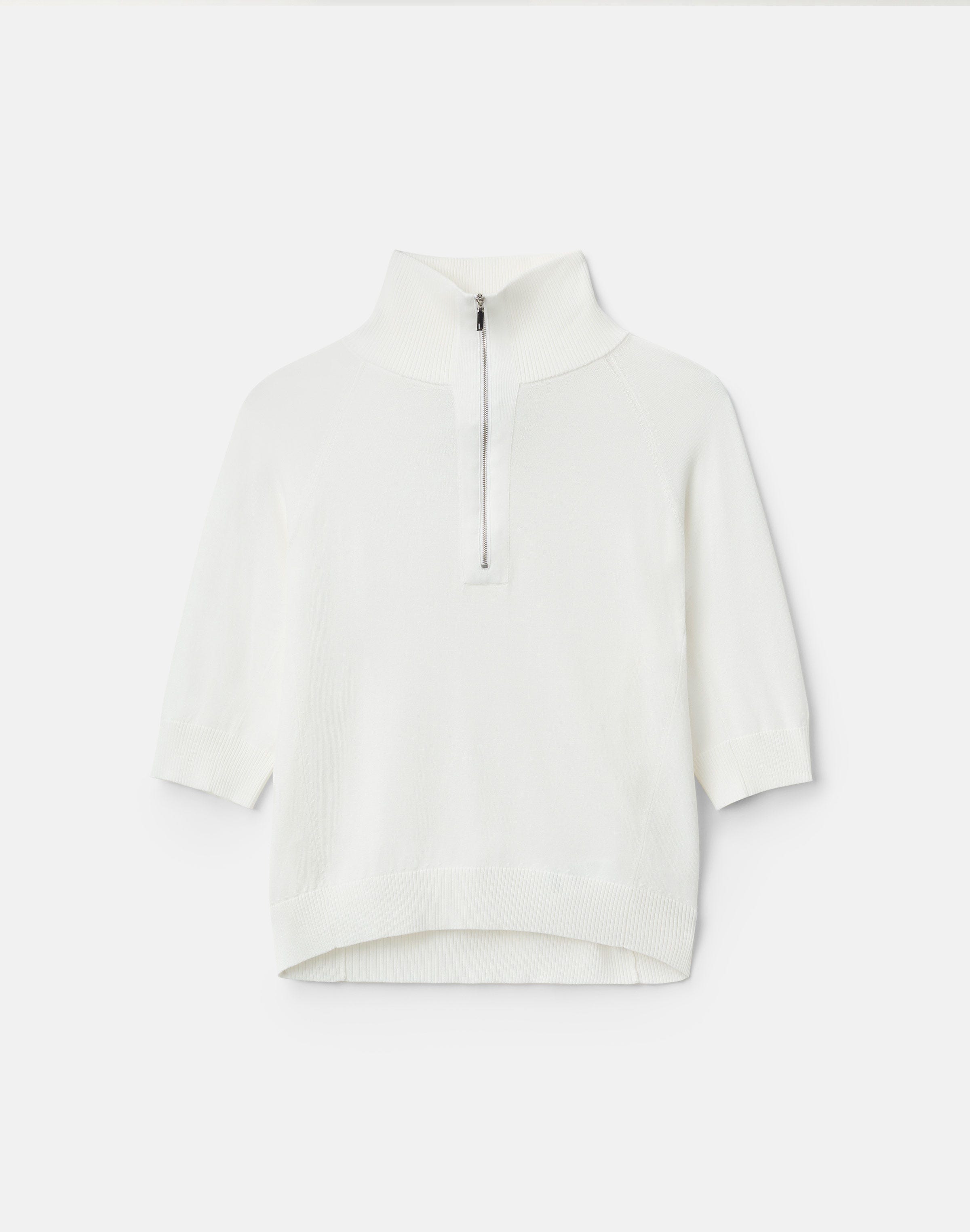 Petite Responsible Matte Crepe Half Zip Sweater