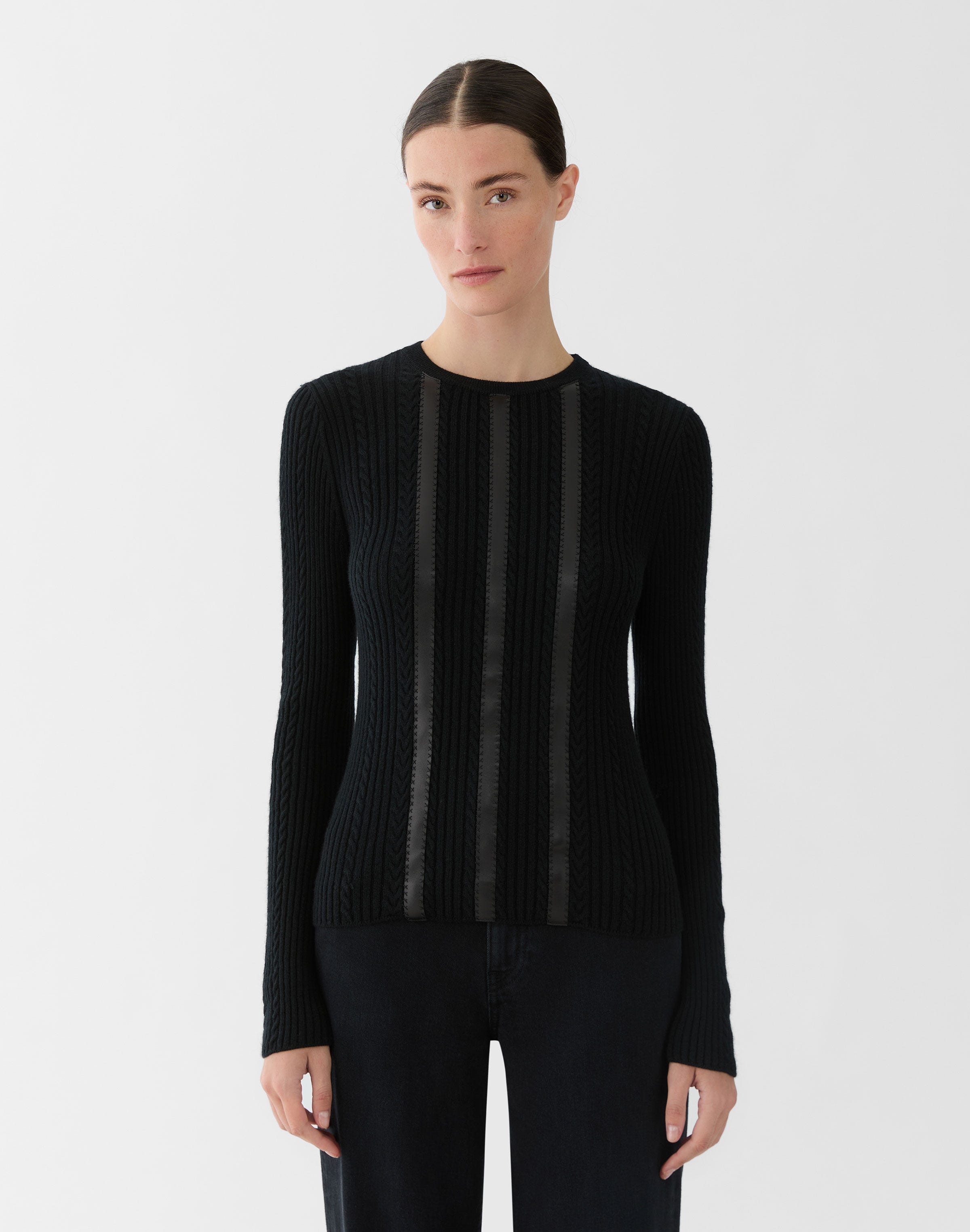 Finespun Wool-Cashmere & Leather Sweater