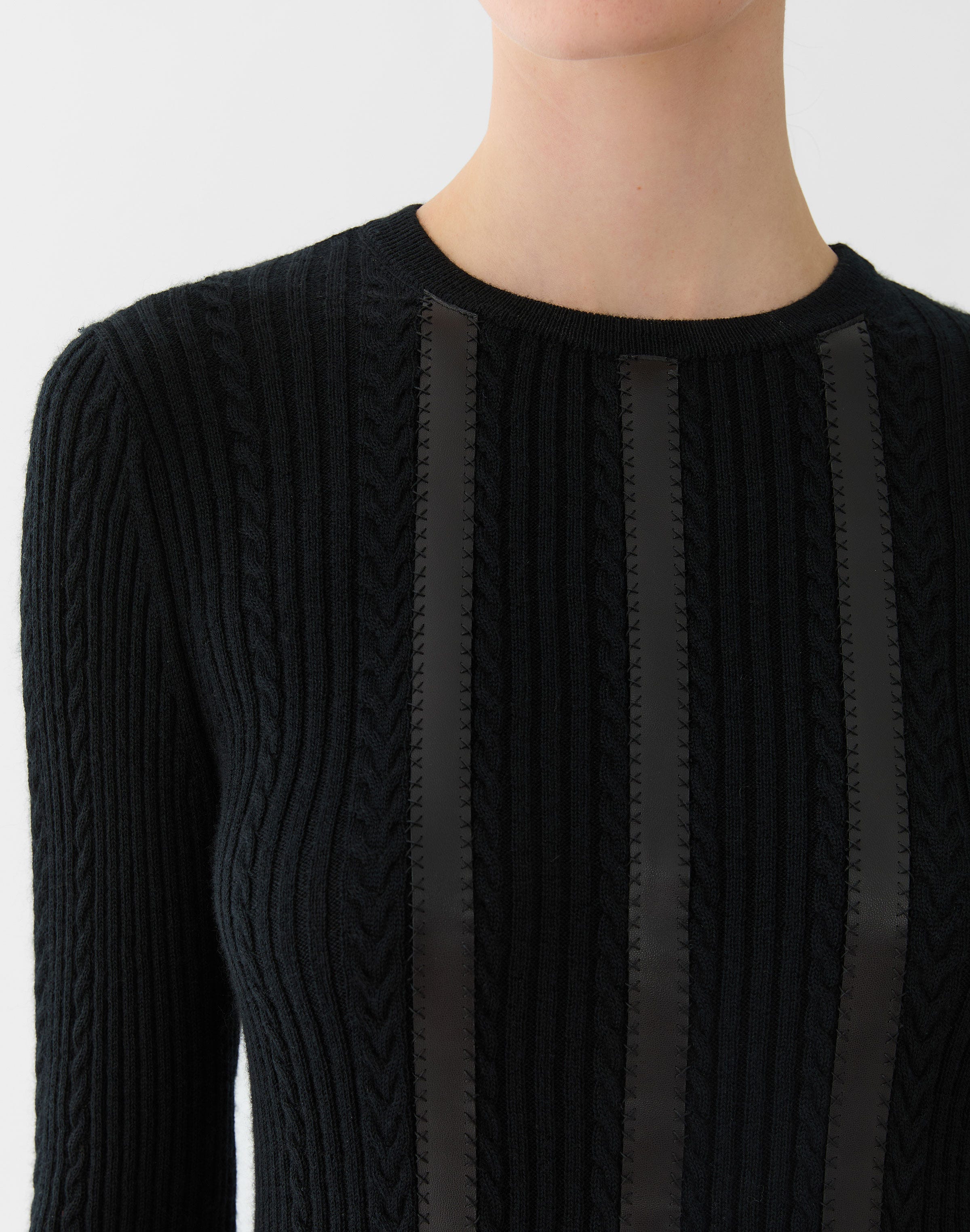 Finespun Wool-Cashmere & Leather Sweater