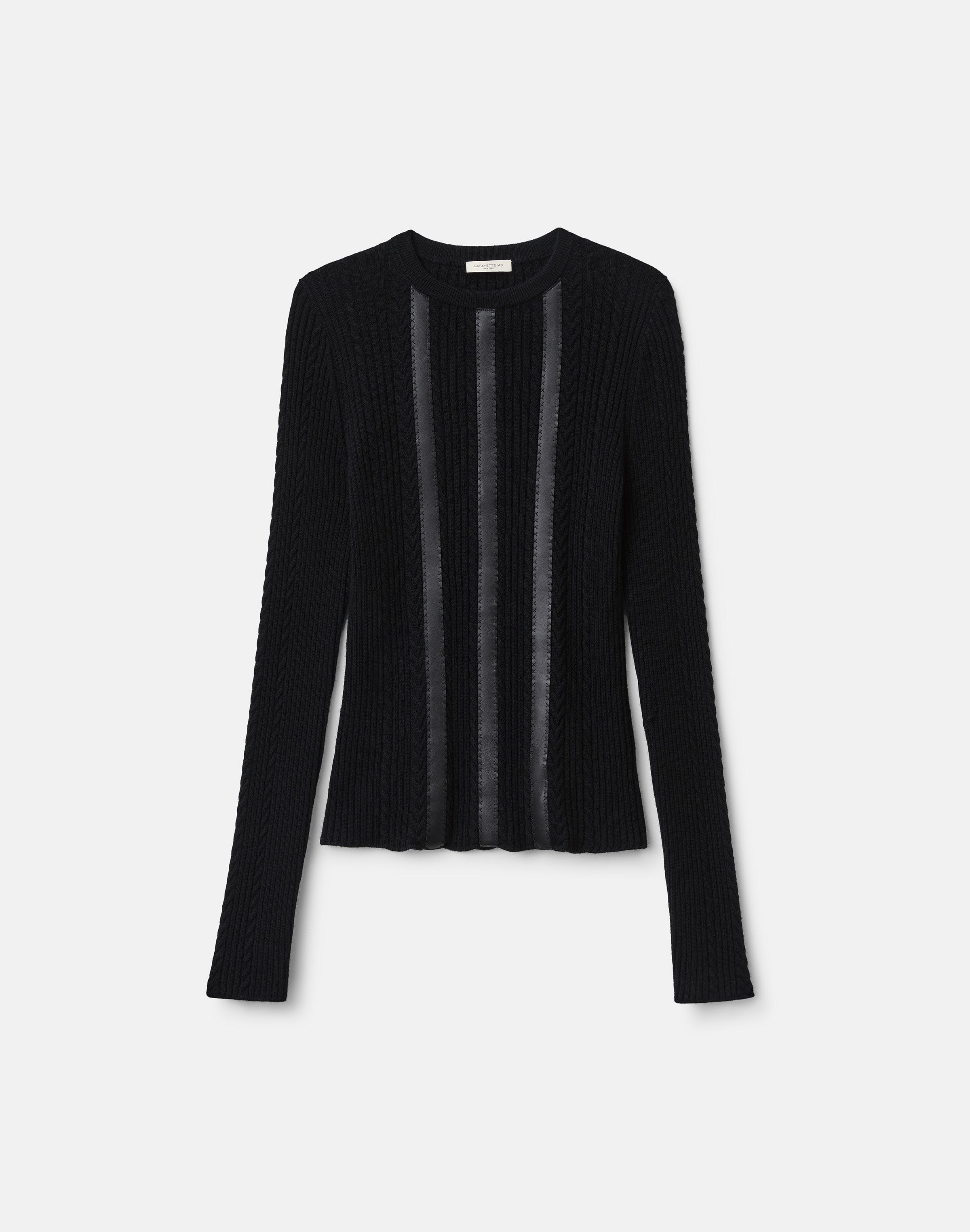 Finespun Wool-Cashmere & Leather Sweater