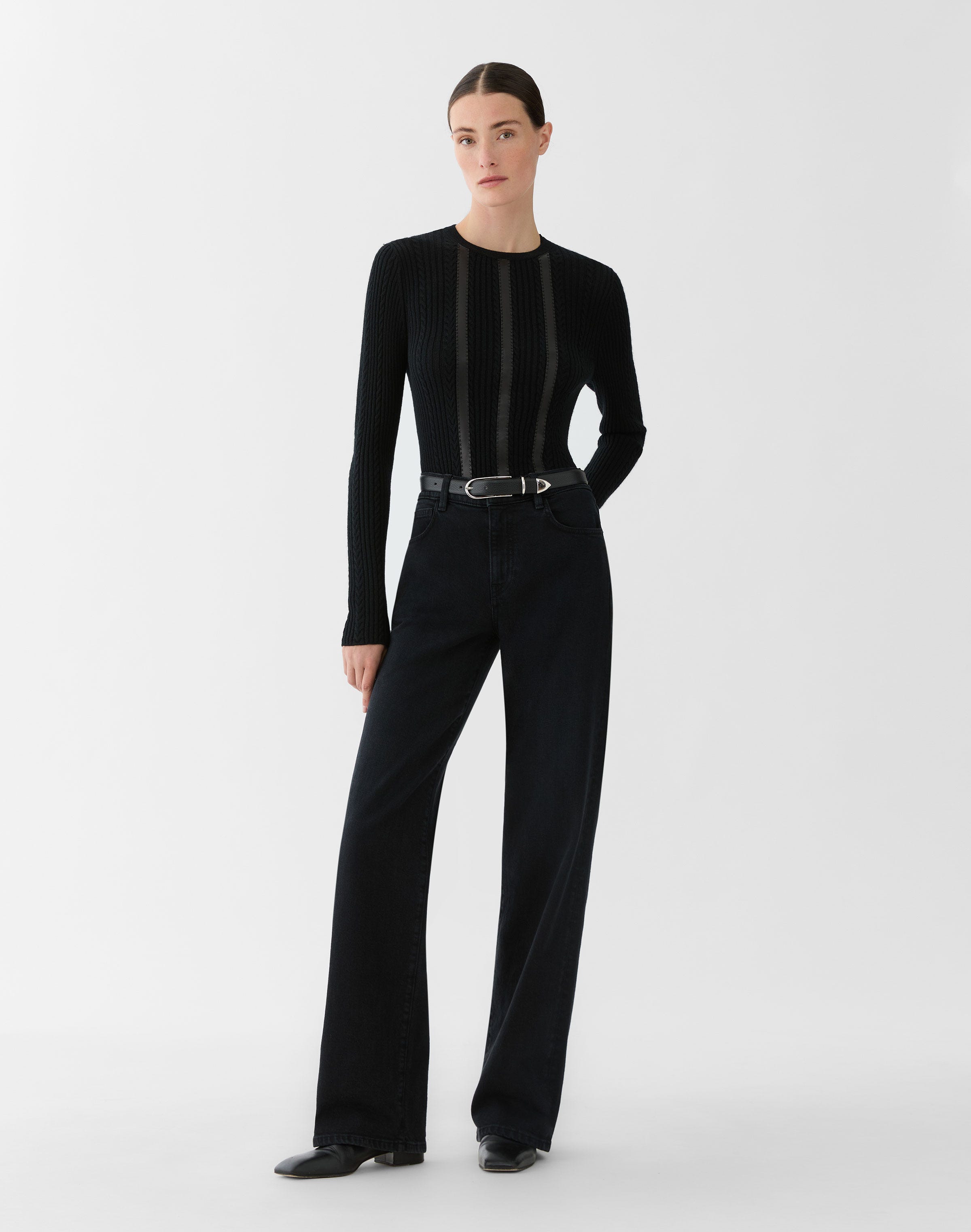 Finespun Wool-Cashmere & Leather Sweater