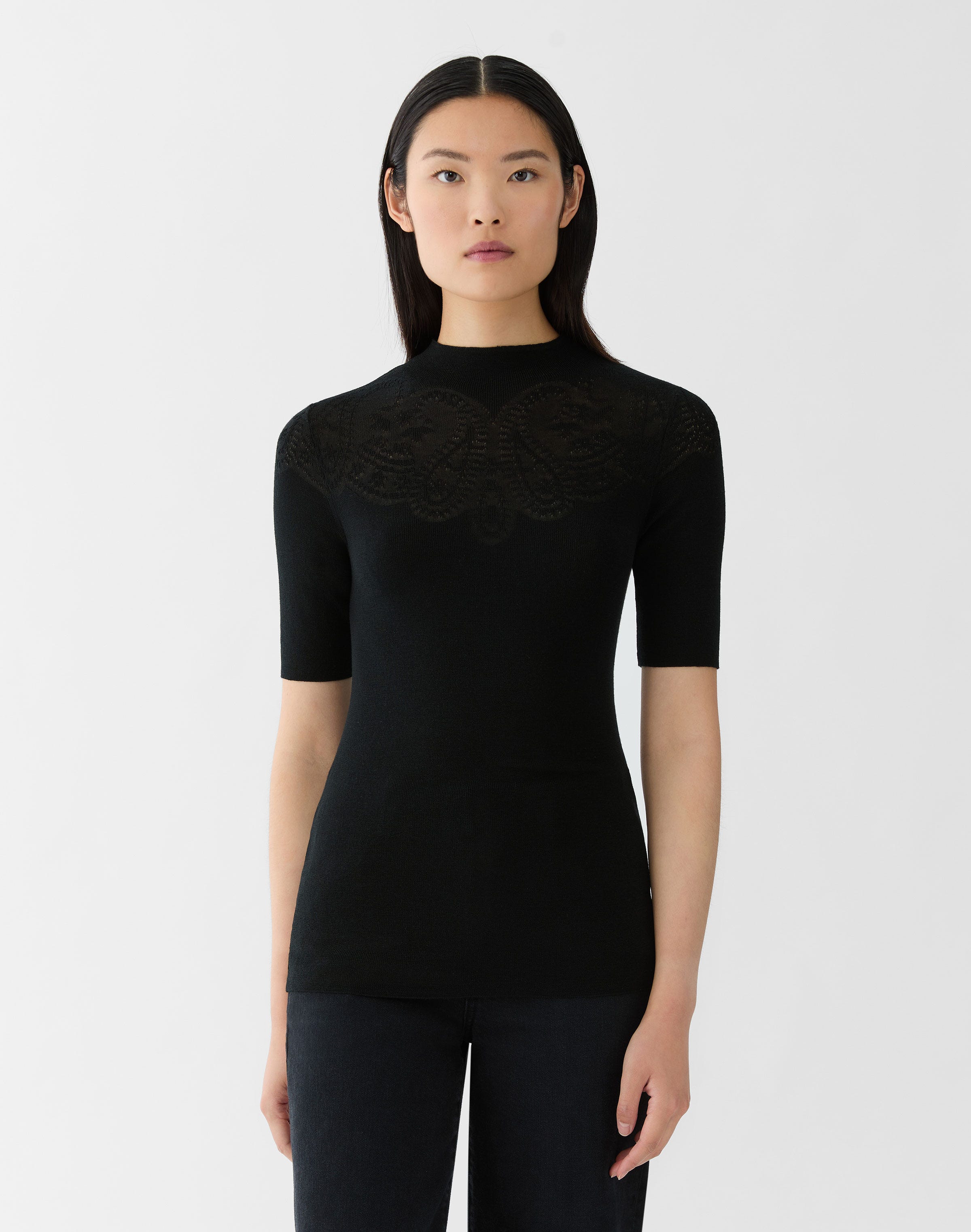 Plus-Size Superfine Merino Wool Ribbed Illusion Sweater
