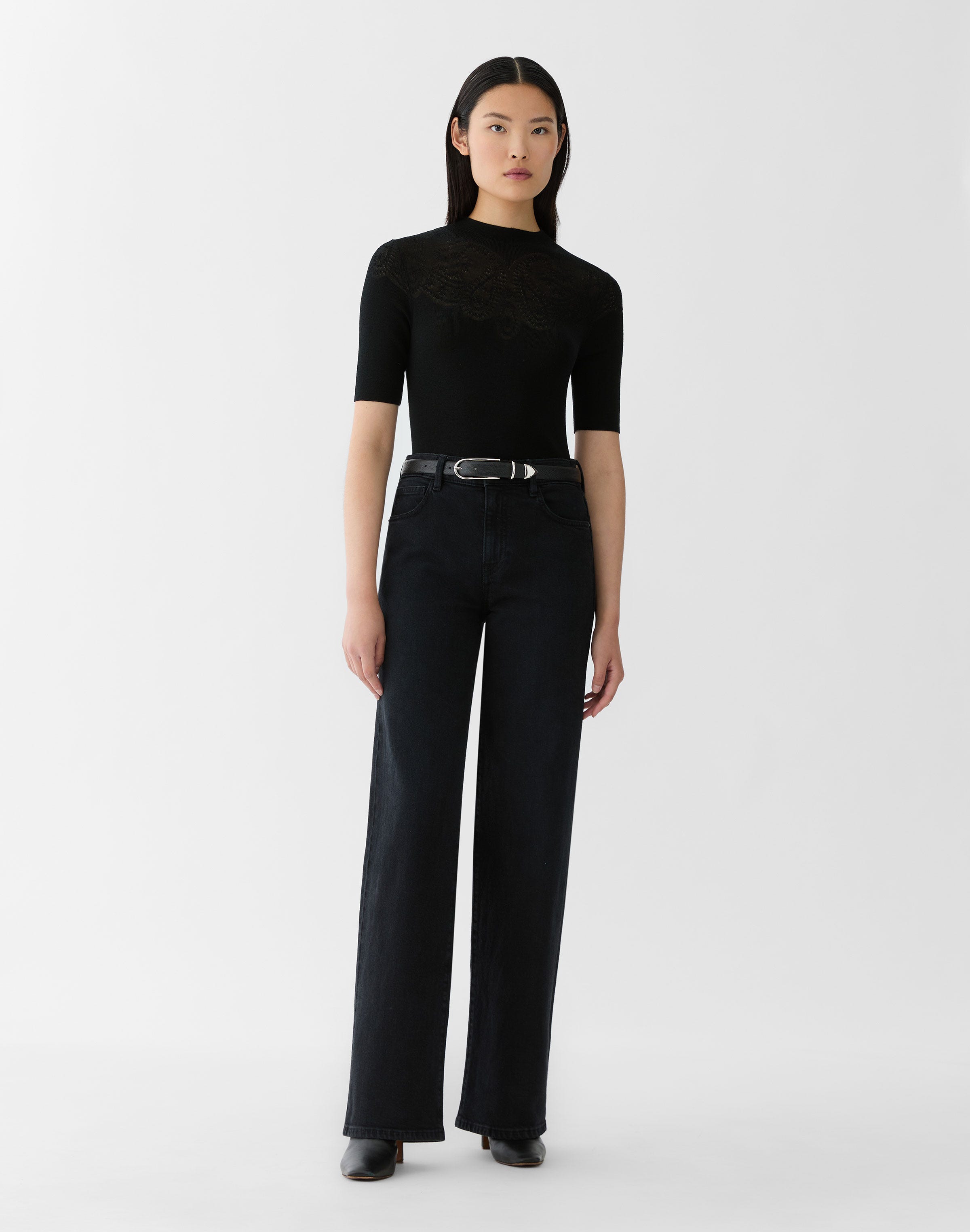 Plus-Size Superfine Merino Wool Ribbed Illusion Sweater