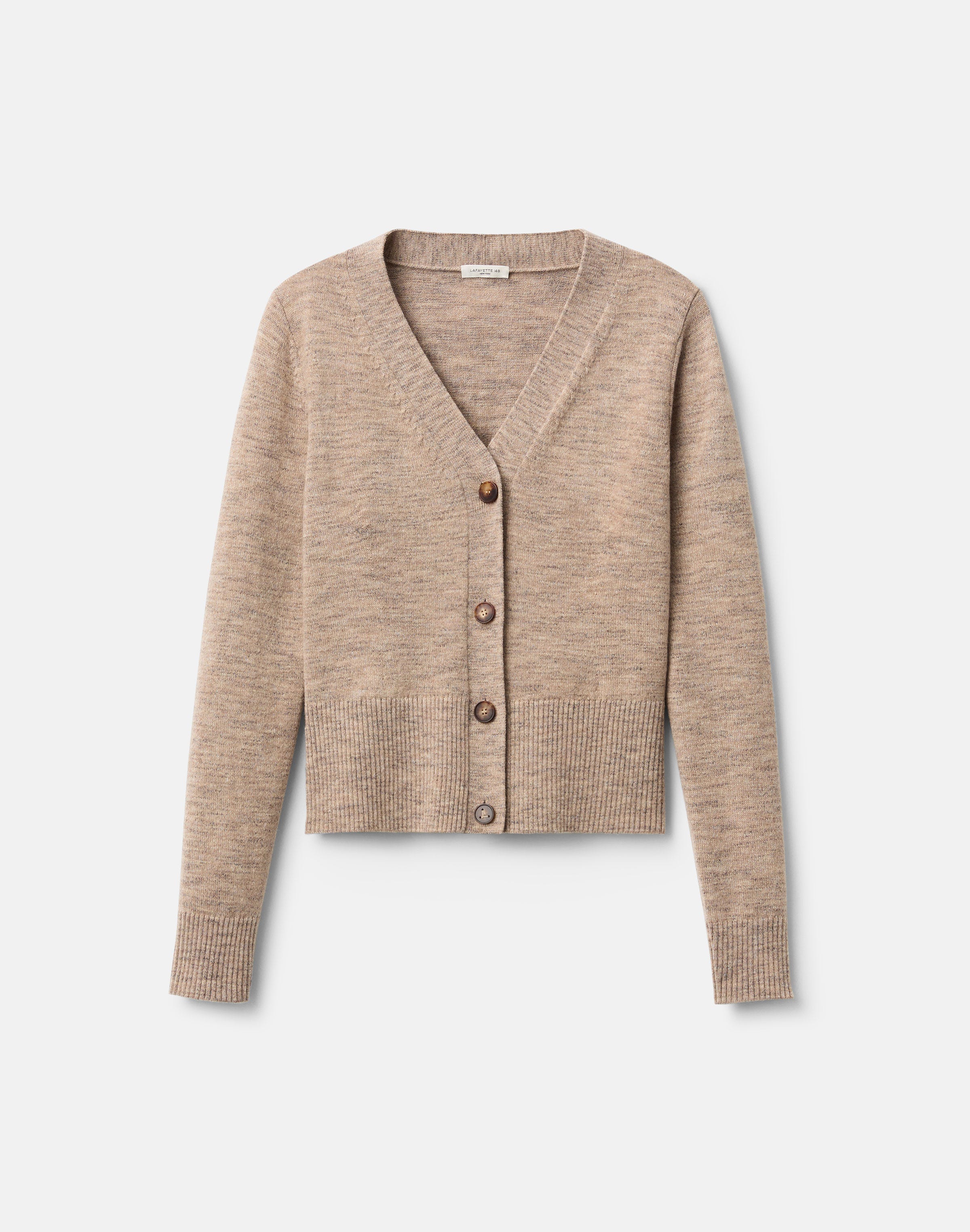 Wool-Cashmere Mouliné Button Front Cardigan