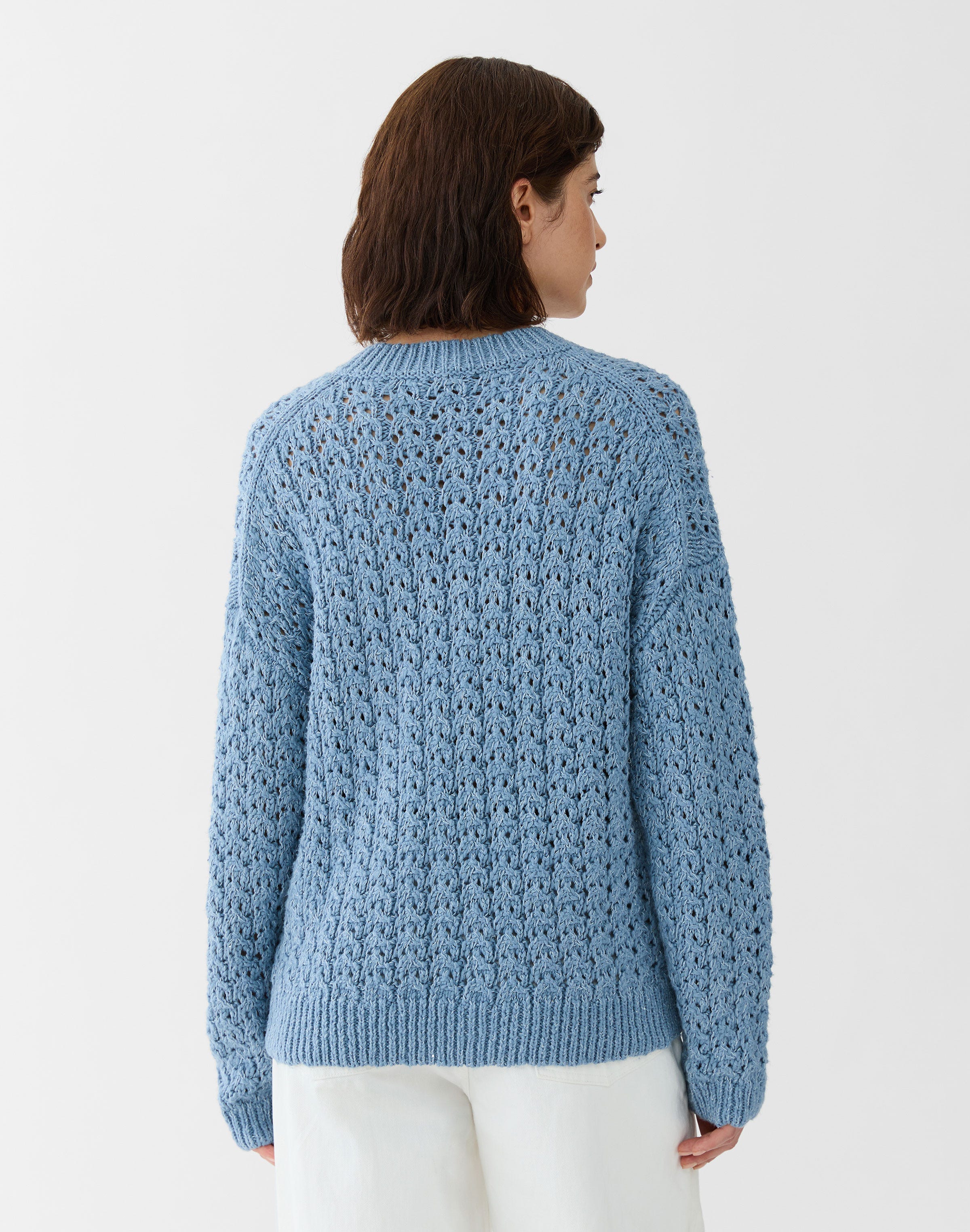 Cotton Slub Sequin V-Neck Sweater