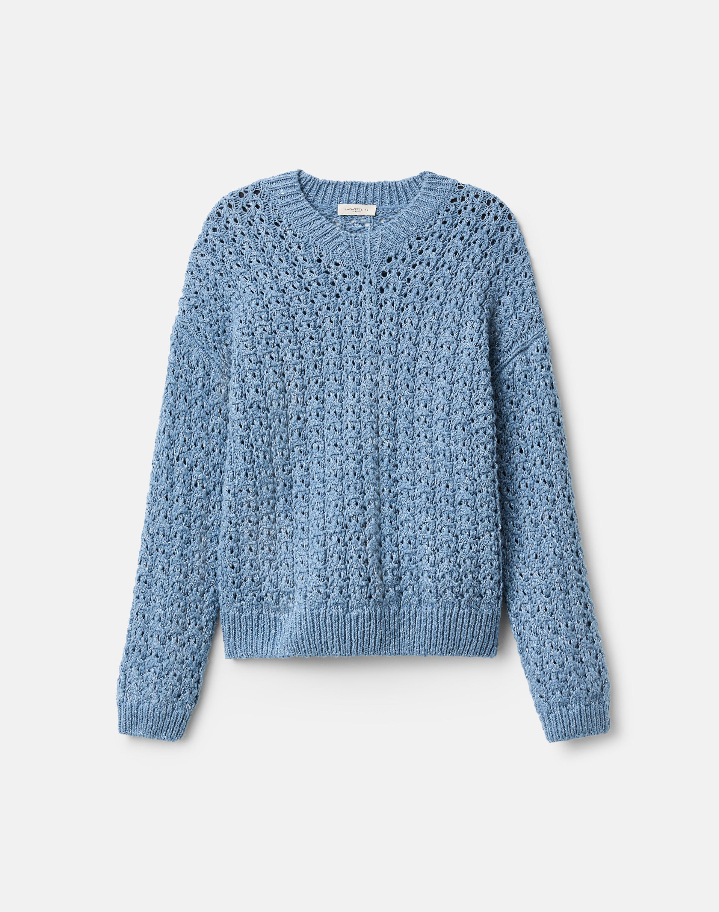 Cotton Slub Sequin V-Neck Sweater