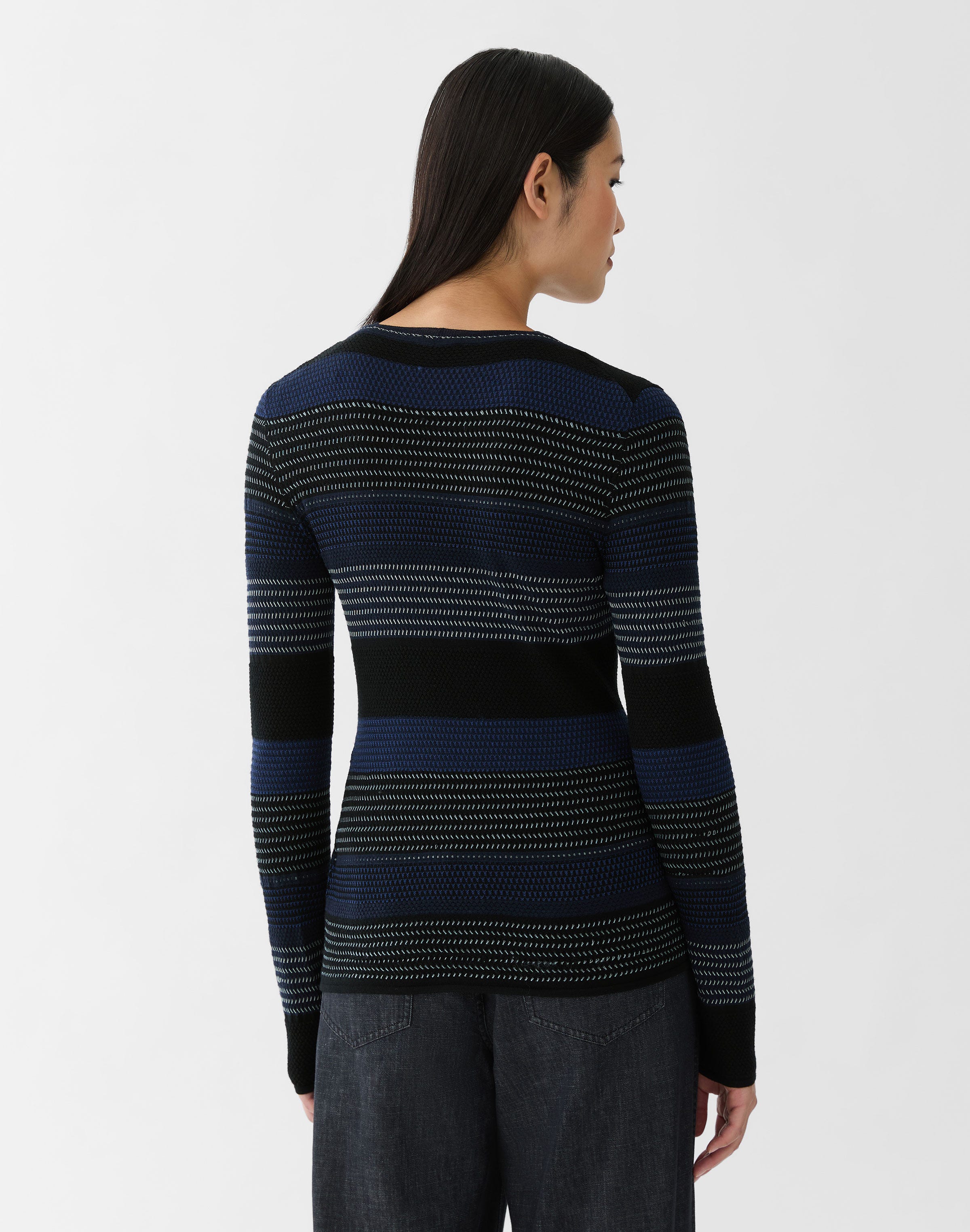 Superfine Merino Wool Mixed Stitch Cardigan