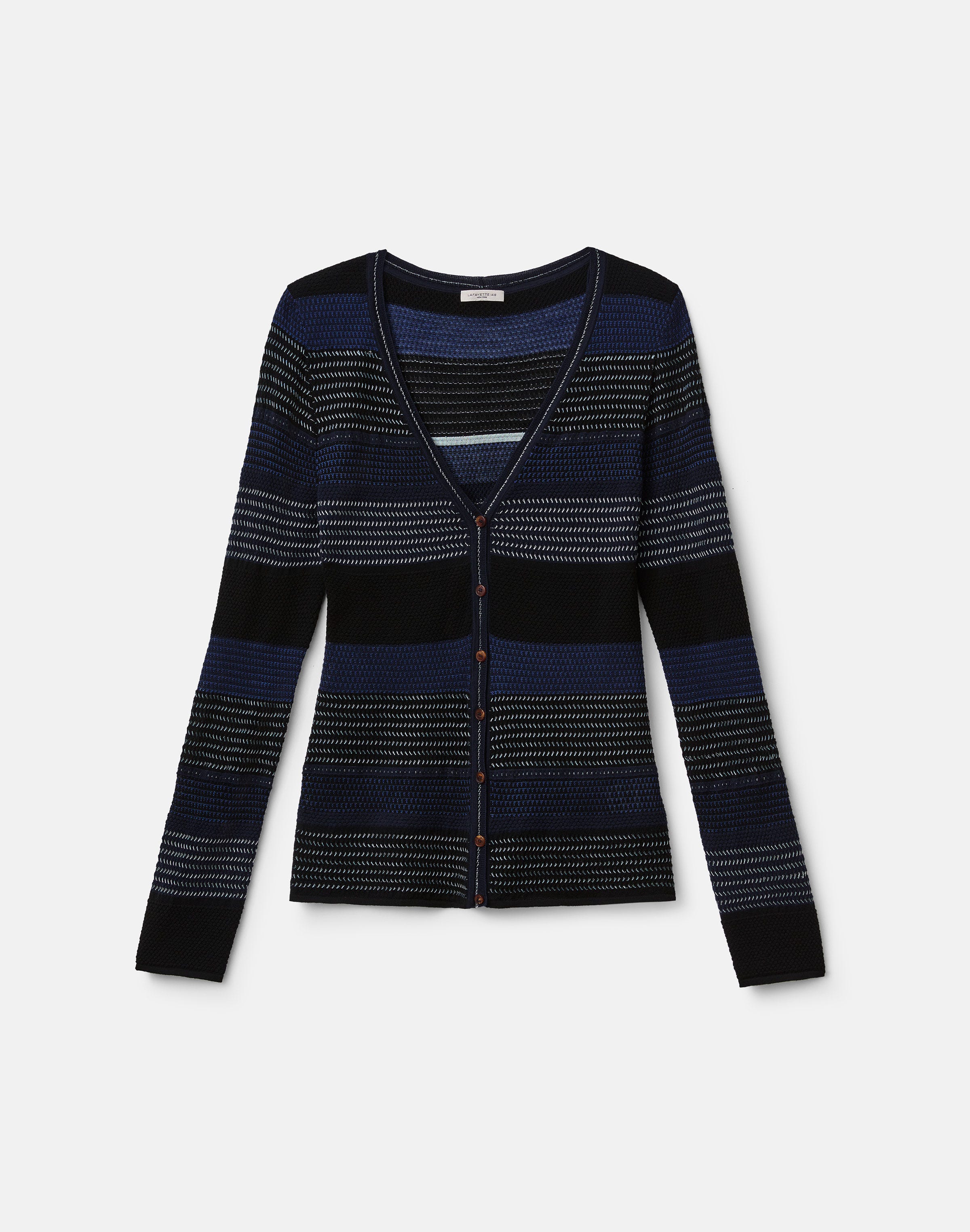 Superfine Merino Wool Mixed Stitch Cardigan