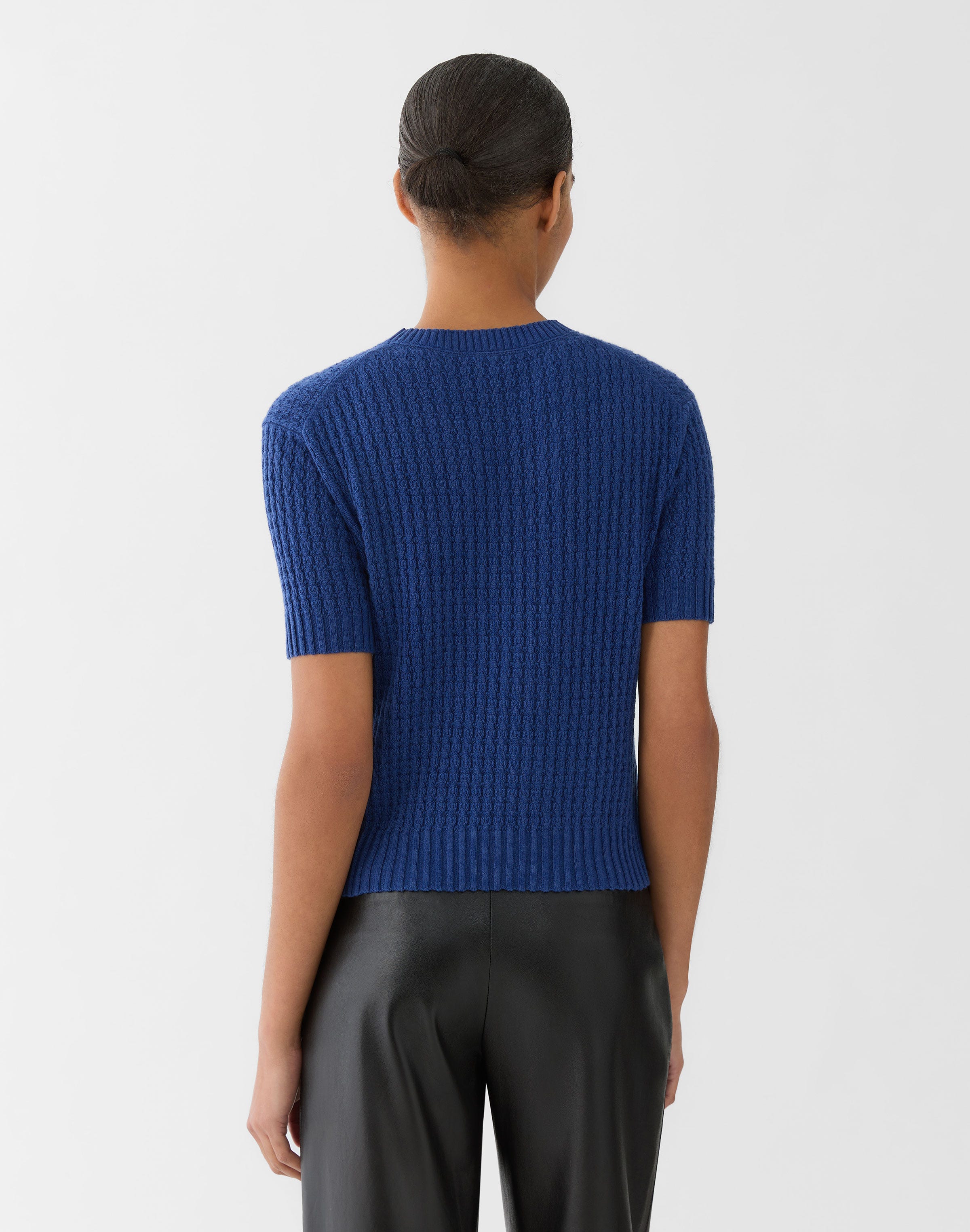 Petite Cashmere Mixed Stitch Crewneck Sweater
