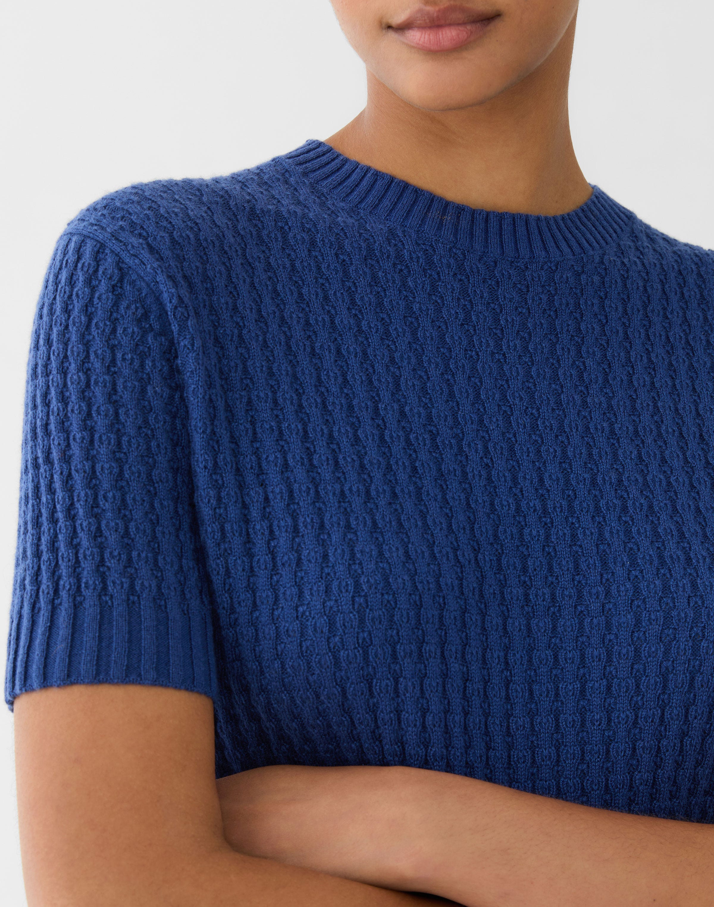 Petite Cashmere Mixed Stitch Crewneck Sweater