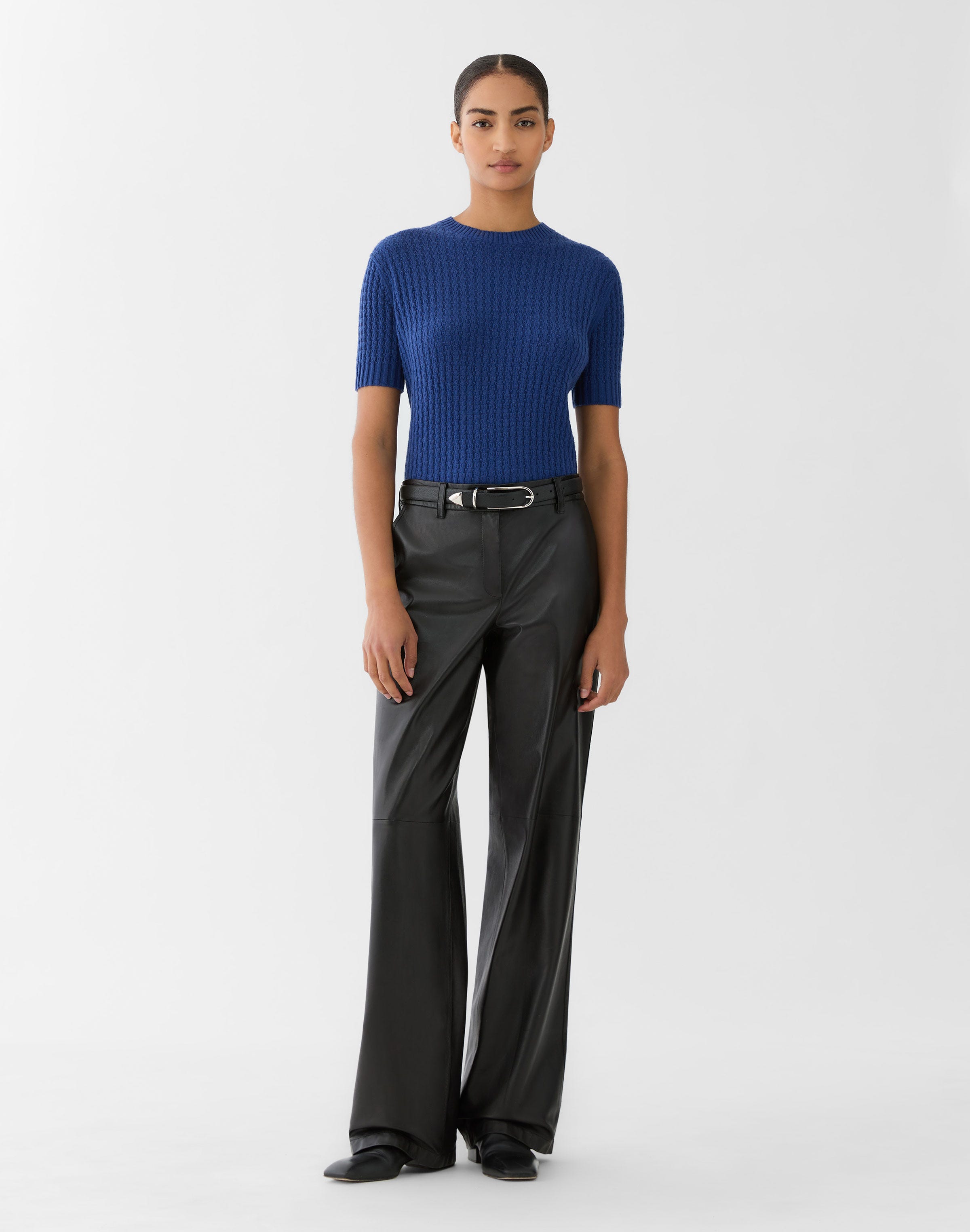 Petite Cashmere Mixed Stitch Crewneck Sweater