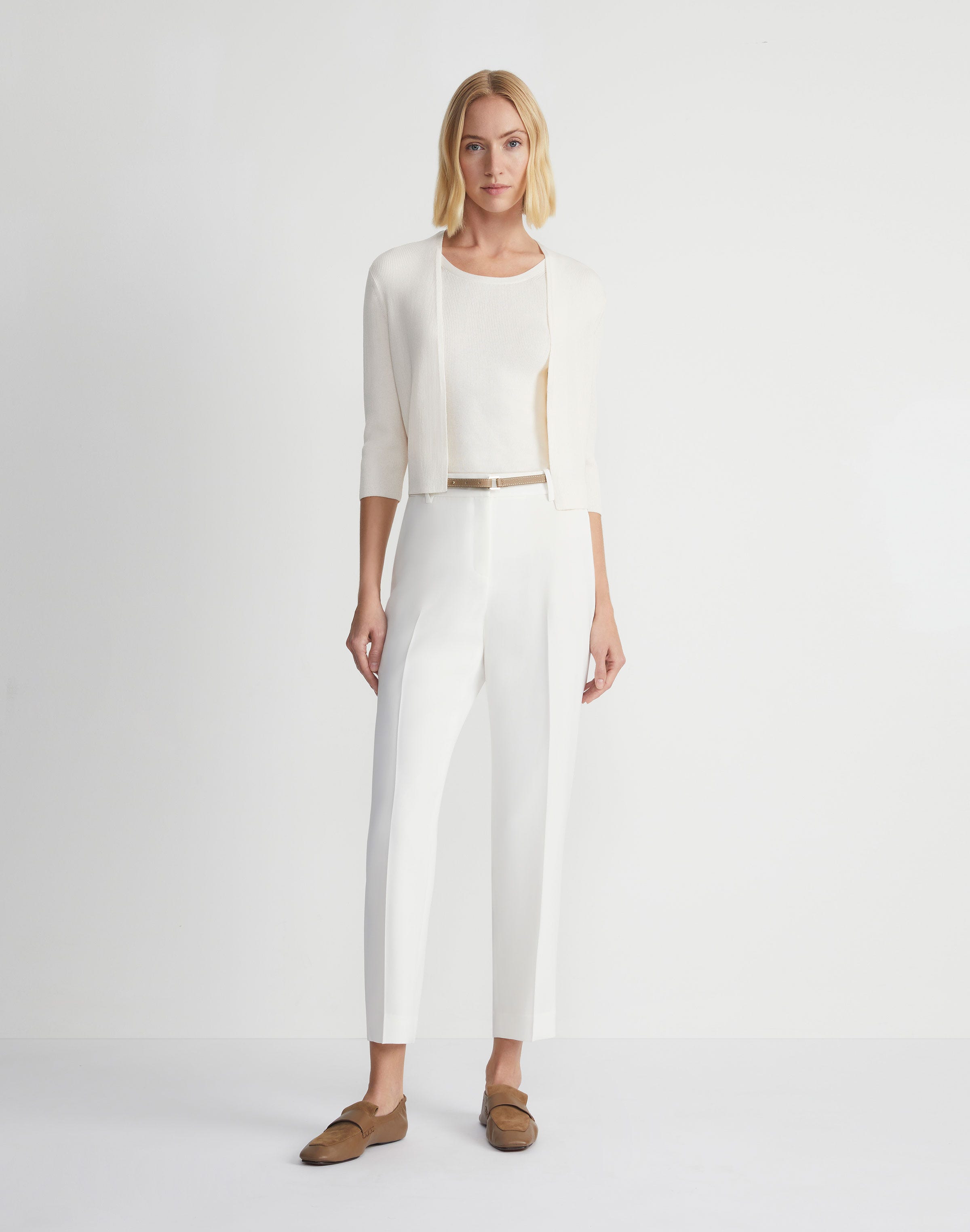 Finespun Voile Open-Front Cropped Cardigan